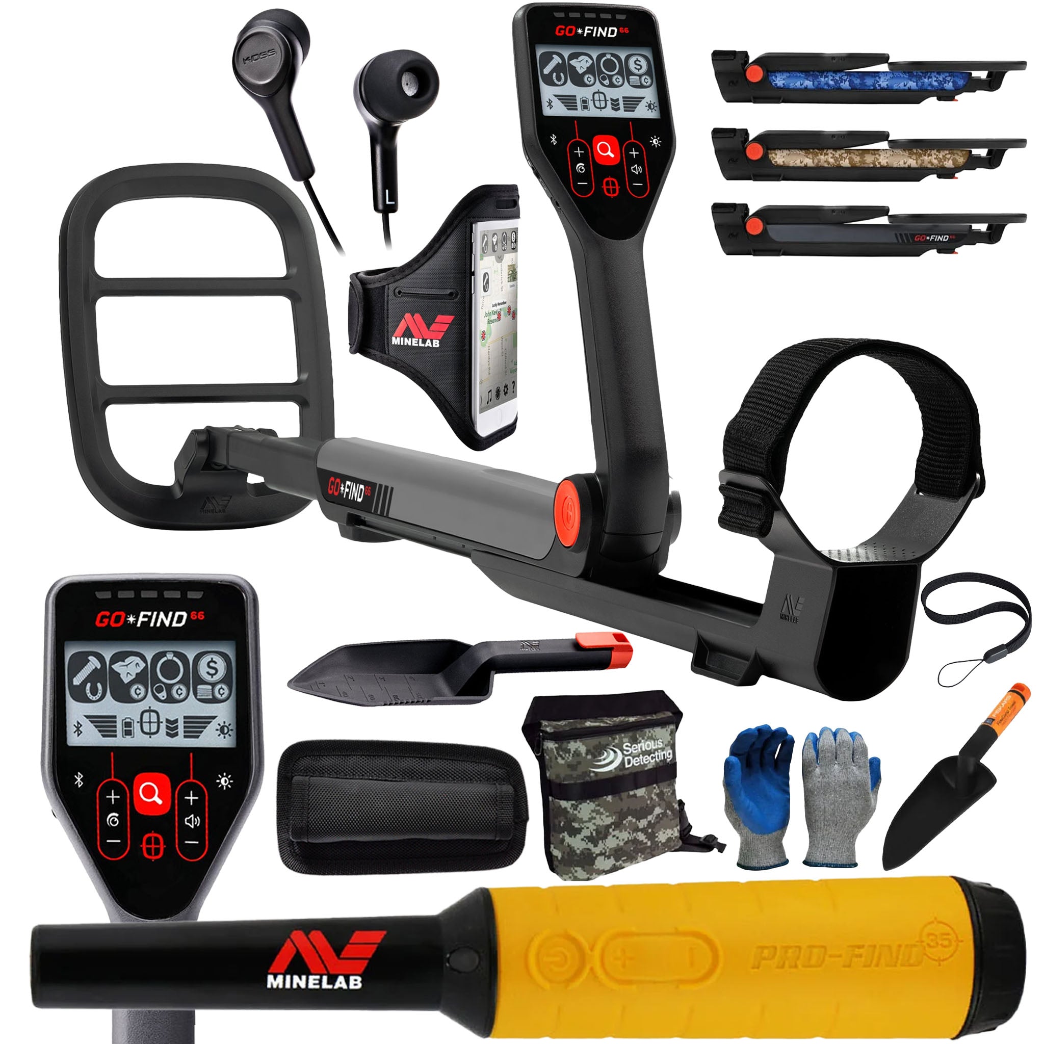 Minelab GO FIND 66 Metal Detector with Complete Accessories Kit - Professional Waterproof Metal Detecting Equipment for Treasure Hunting, Beach & Outdoor Adventures
