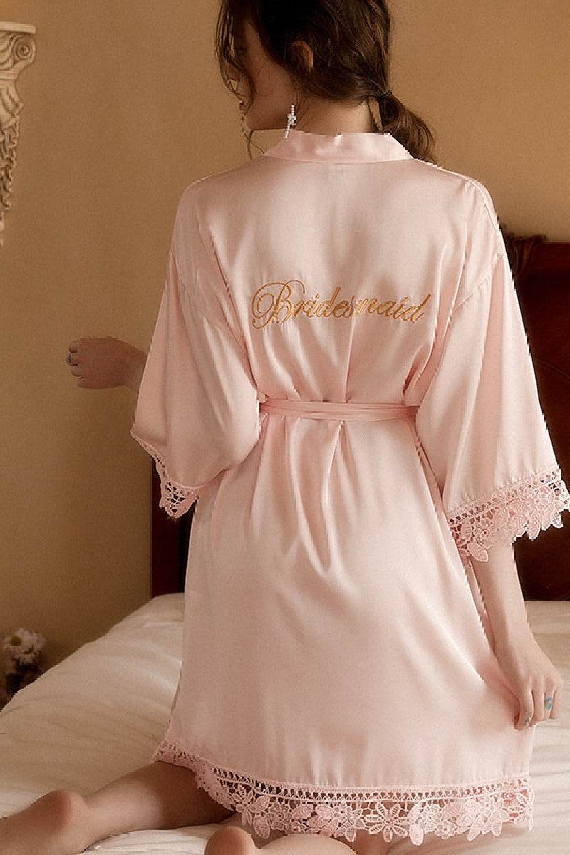 Personalized Bridesmaid Robes - Sexy Lace Trim Satin Robes for Wedding Party, Bachelorette & Bridal Shower - Soft & Elegant Bridesmaid Gifts (878048482459) - Perfect for Getting Ready Photos, Spa Days & Luxury Loungewear