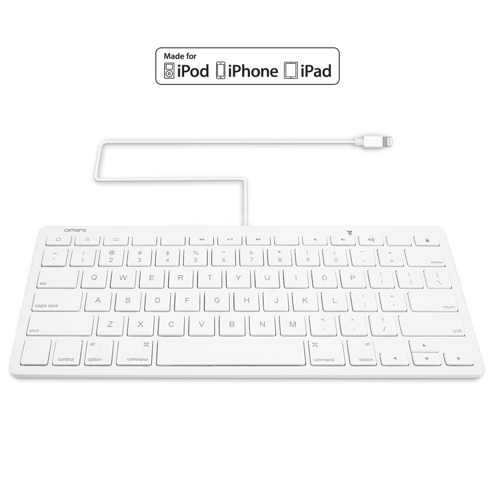 MFI Certified iPad Wired Keyboard with Lightning Connector - Compatible with iPhone/iPad/iPod Touch (8-Pin) - Perfect for Online Tests, School Work & Mobile Typing
