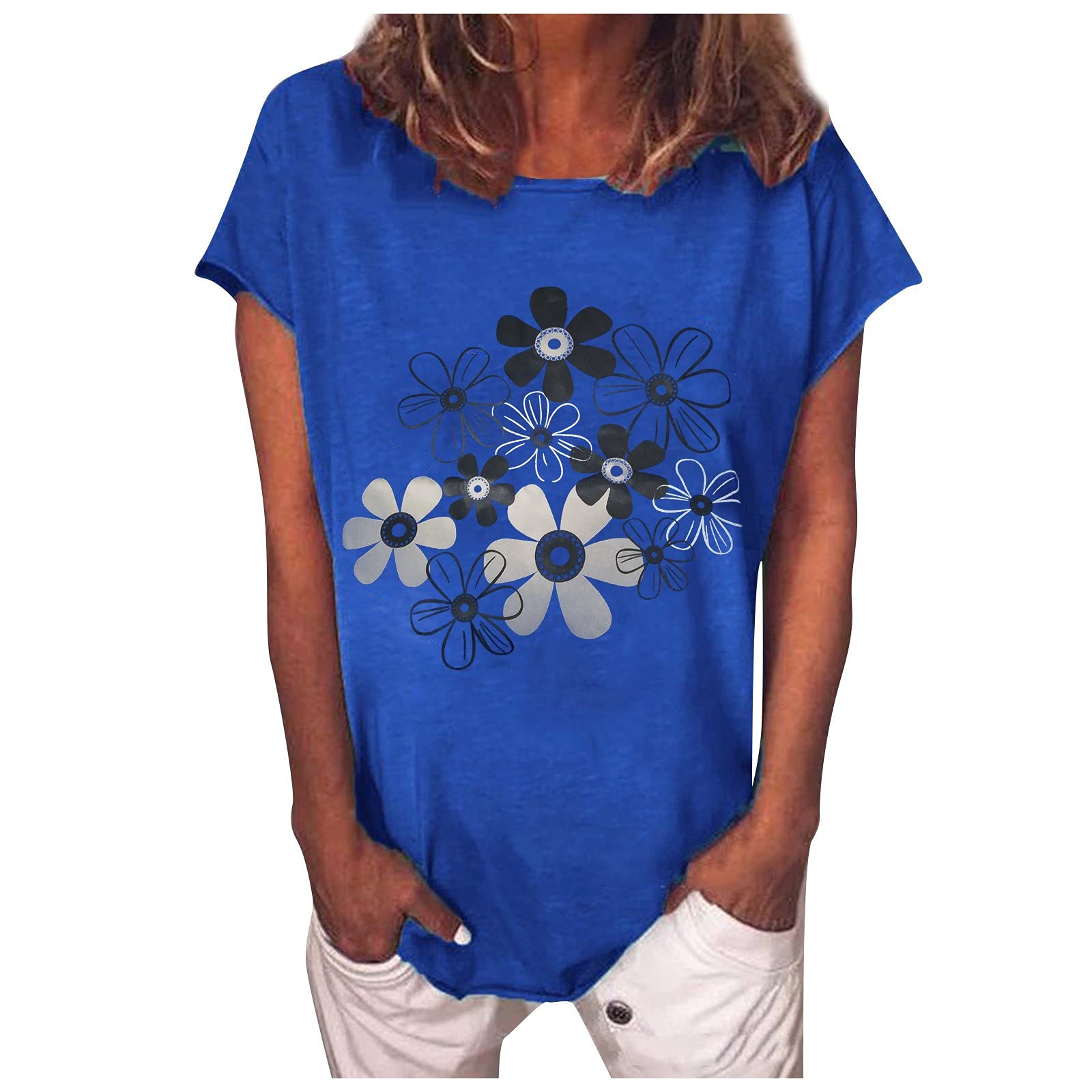 Women's Short Sleeve T-Shirts - Summer Crewneck Printed Blouse Casual Loose Tee Tops for Everyday Wear, Outings & Vacation