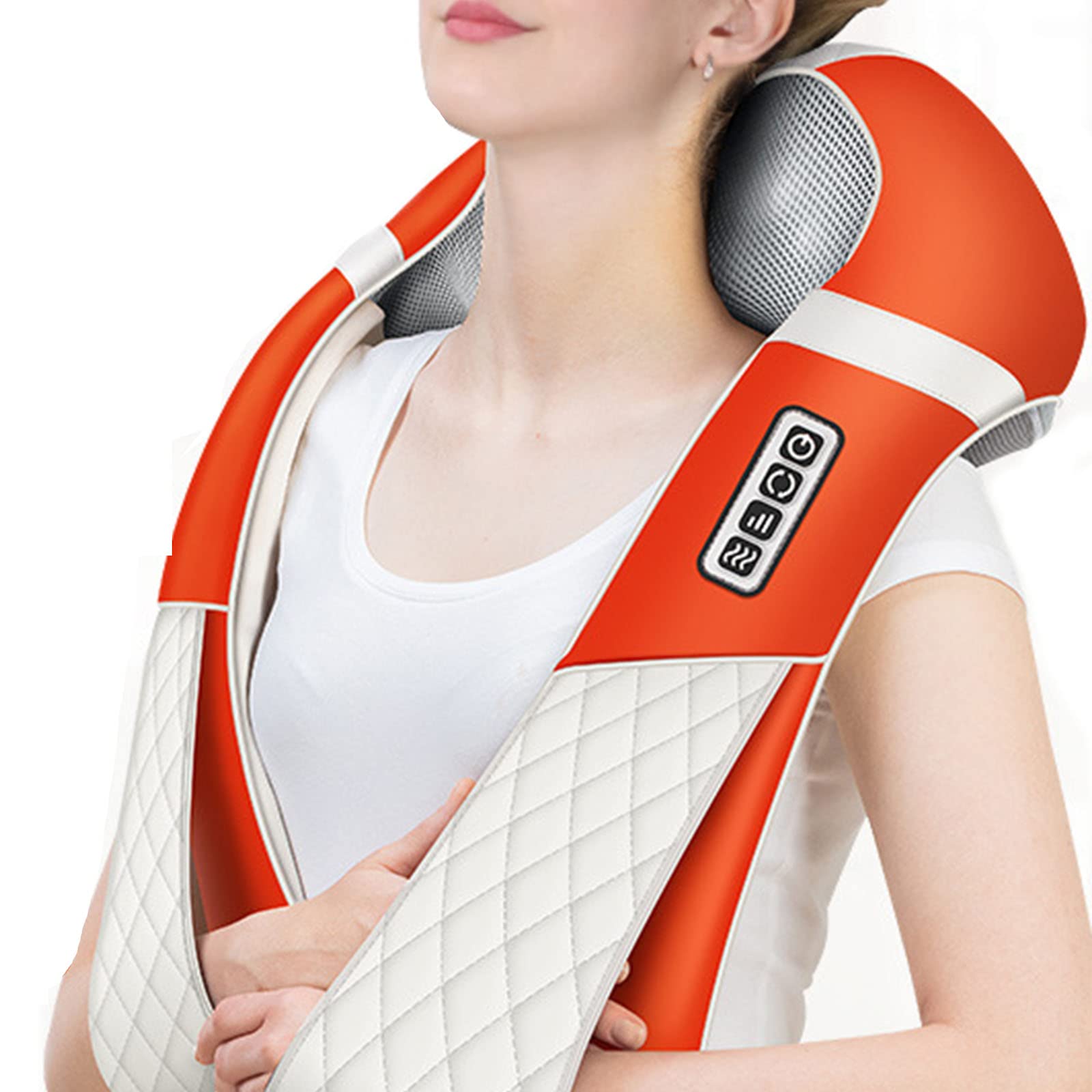 4D Shiatsu Neck and Shoulder Massager with Heat - Deep Tissue Kneading Pillow for Pain Relief, Full Body Relaxation - Perfect Gift for Home, Office & Travel Use