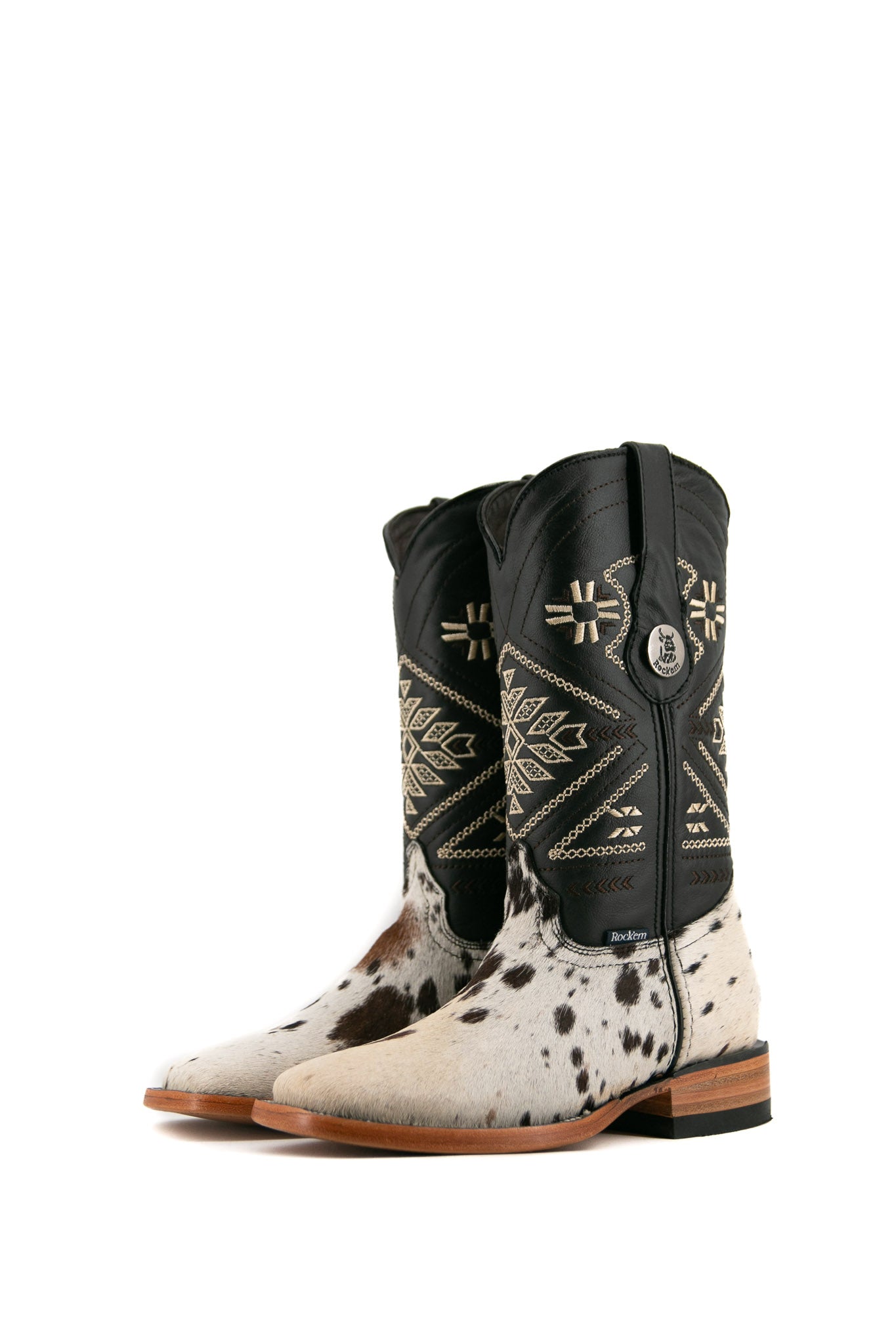 Women's Square Toe Cowhide Cowgirl Boots - Size 5.5 - JW92 - Western Style Ankle Boots for Country Dancing, Rodeo & Casual Wear