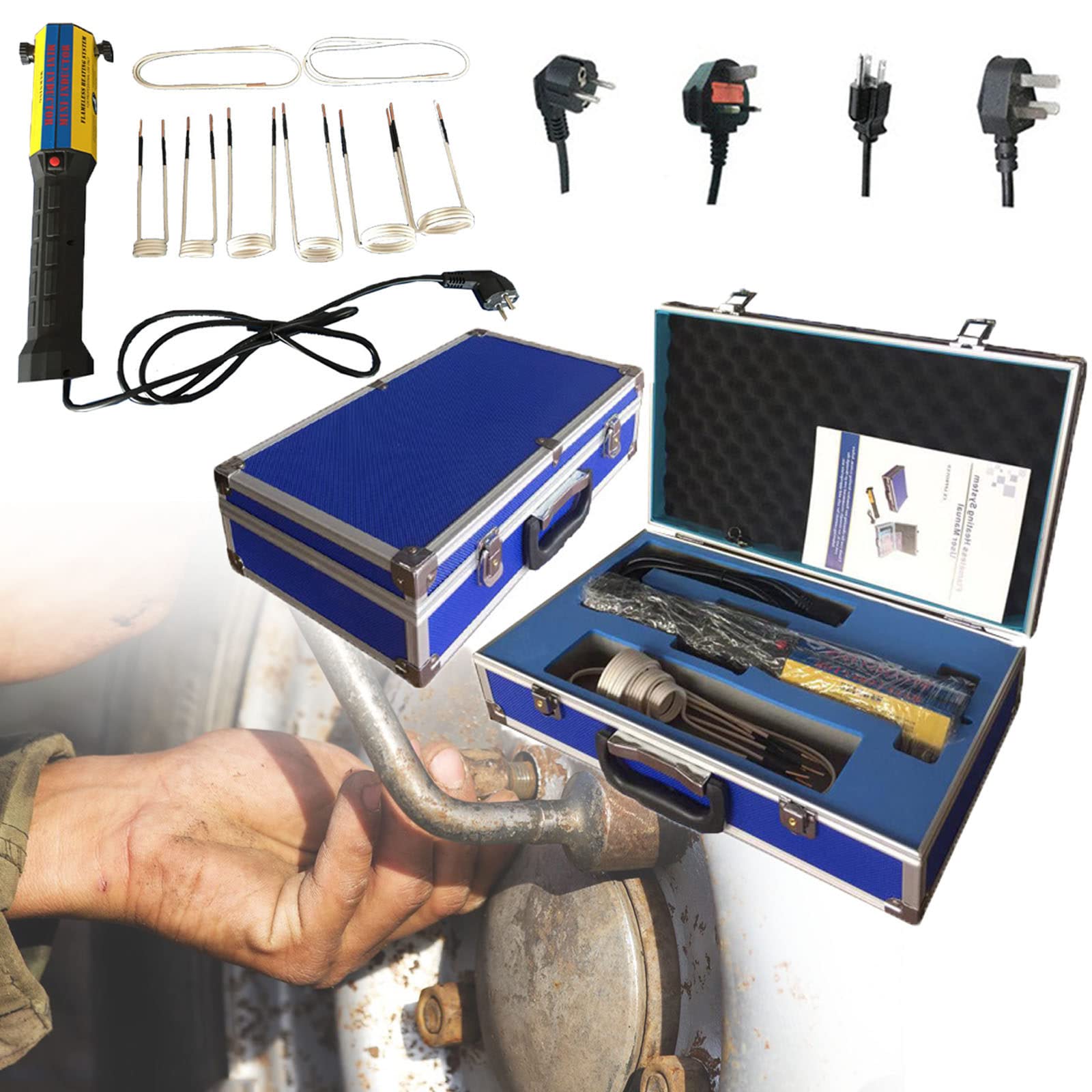 110V/220V 1000W Magnetic Induction Heater Kit - Automotive Flameless Heating Tool with Coils for Bolt Removal & Car Repair | Perfect for Auto Shops, DIY Mechanics & Industrial Applications