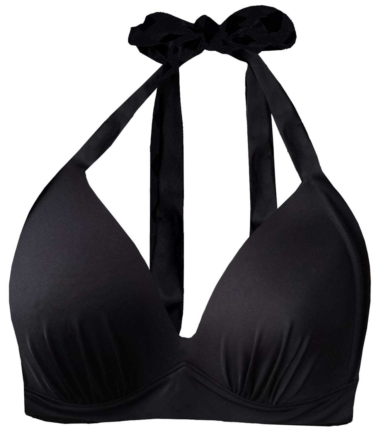 Balasami Women's Vintage 50s Halter Neck Tie Knot Back Soft Molded Padding Bikini Top Swimsuit Bathing Suit - Retro Beachwear for Pool Party & Summer Vacation