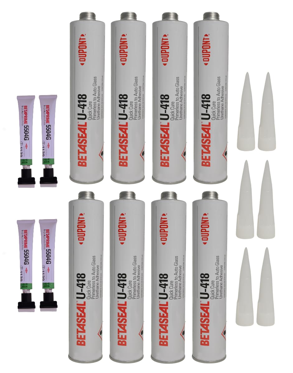 U-418 Dow Auto Glass Primerless Urethane Adhesive - Windshield & Auto Glass Bonding Solution (8 Pack) for Professional Car Repairs & DIY Auto Glass Installation