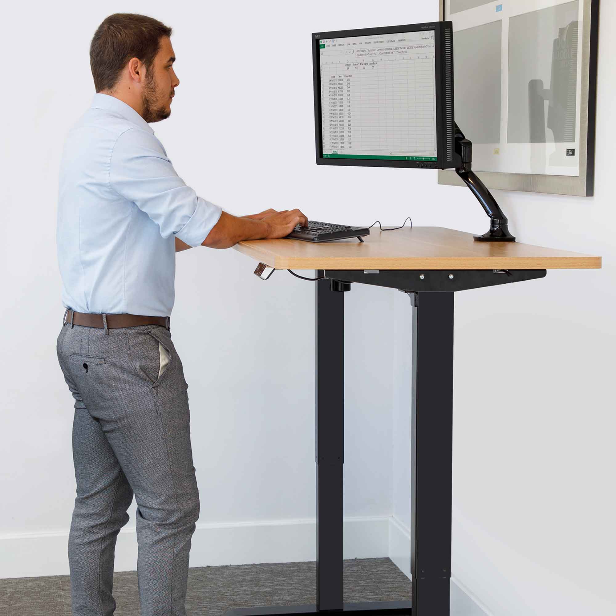 Premium Oak Electric Adjustable Height Standing Desk with Memory Presets - 55