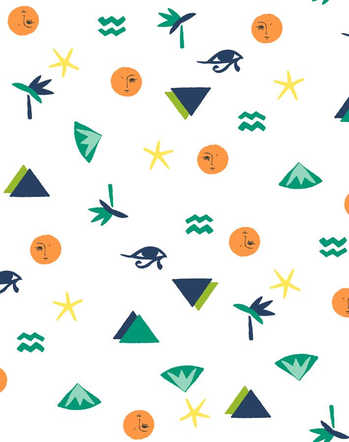 Egyptian Icons Wallpaper by Tea Collection in Navy Blue - Perfect for Nursery, Kids Room Decor & Cultural Themed Bedrooms