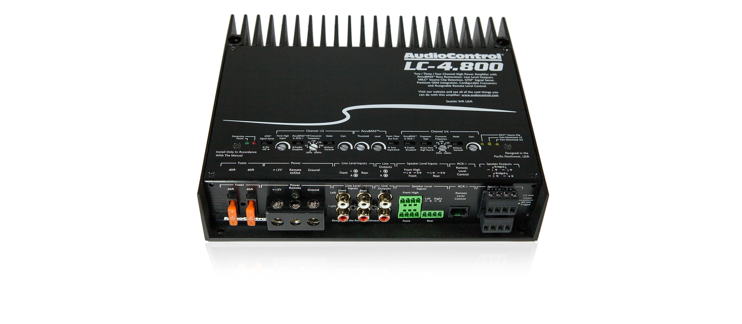 AudioControl LC 4.800 4 Channel Car Amplifier - High Power 4-Channel Car Audio Amp for Enhanced Sound System | Perfect for Car Audio Upgrades & Custom Installations
