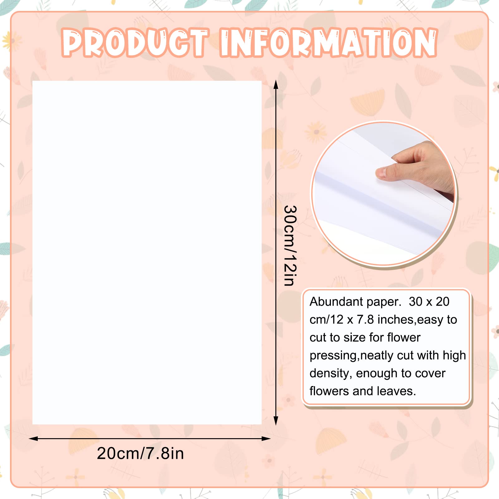 30 Pcs A4 Flower Press Paper - Large 11.81 x 7.87 Inch Highly Absorbent Blotting Paper for Flower Pressing, Art Crafts, Scrapbooking | Reusable & Eco-Friendly | Perfect for DIY Projects, Botanical Art, and Nature Preservation