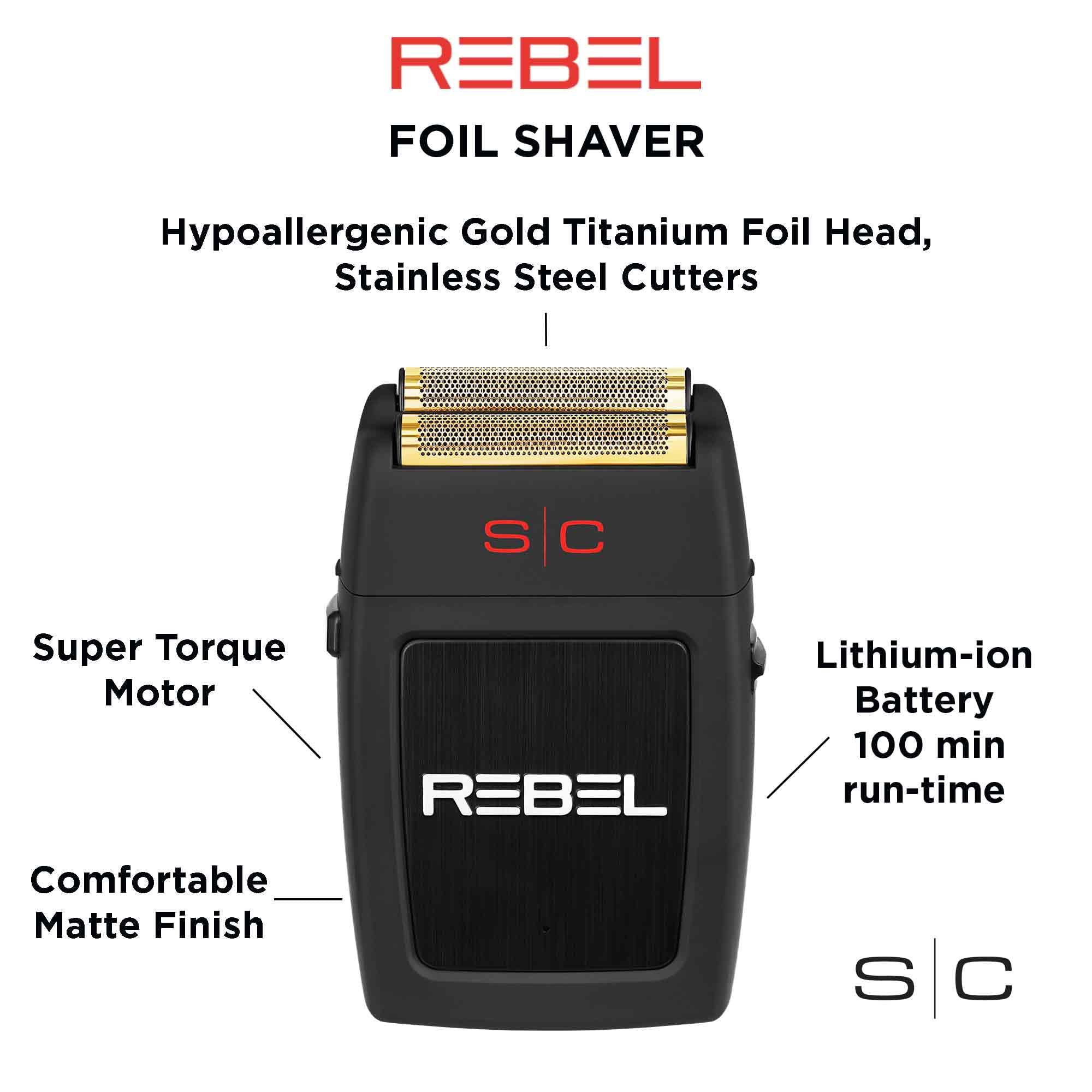 StyleCraft Rebel Professional Super Torque Motor Electric Men's Foil Shaver - Premium Cordless Shaving for Smooth Skin at Home & Travel