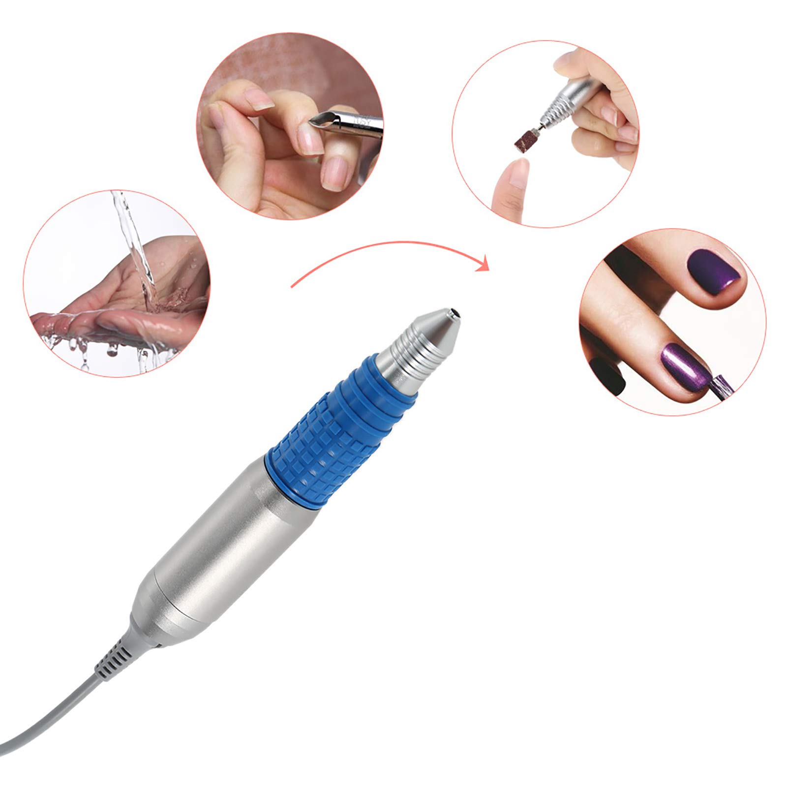 Professional Electric Nail Drill Pen - 30000 RPM Manicure & Pedicure Polish Machine with Ergonomic Handle (Random Colors) - Perfect for Salon, Home Nail Care & DIY Nail Art