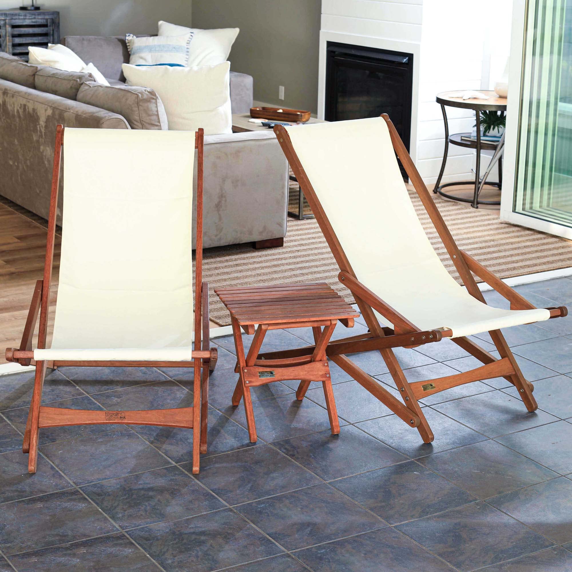 BYER OF MAINE Pangean Tailgate Bundle - Portable Small Folding Table & Comfortable Glider Chair Set in Natural Wood Finish | Perfect for Camping, Picnics, Beach Outings & Outdoor Events