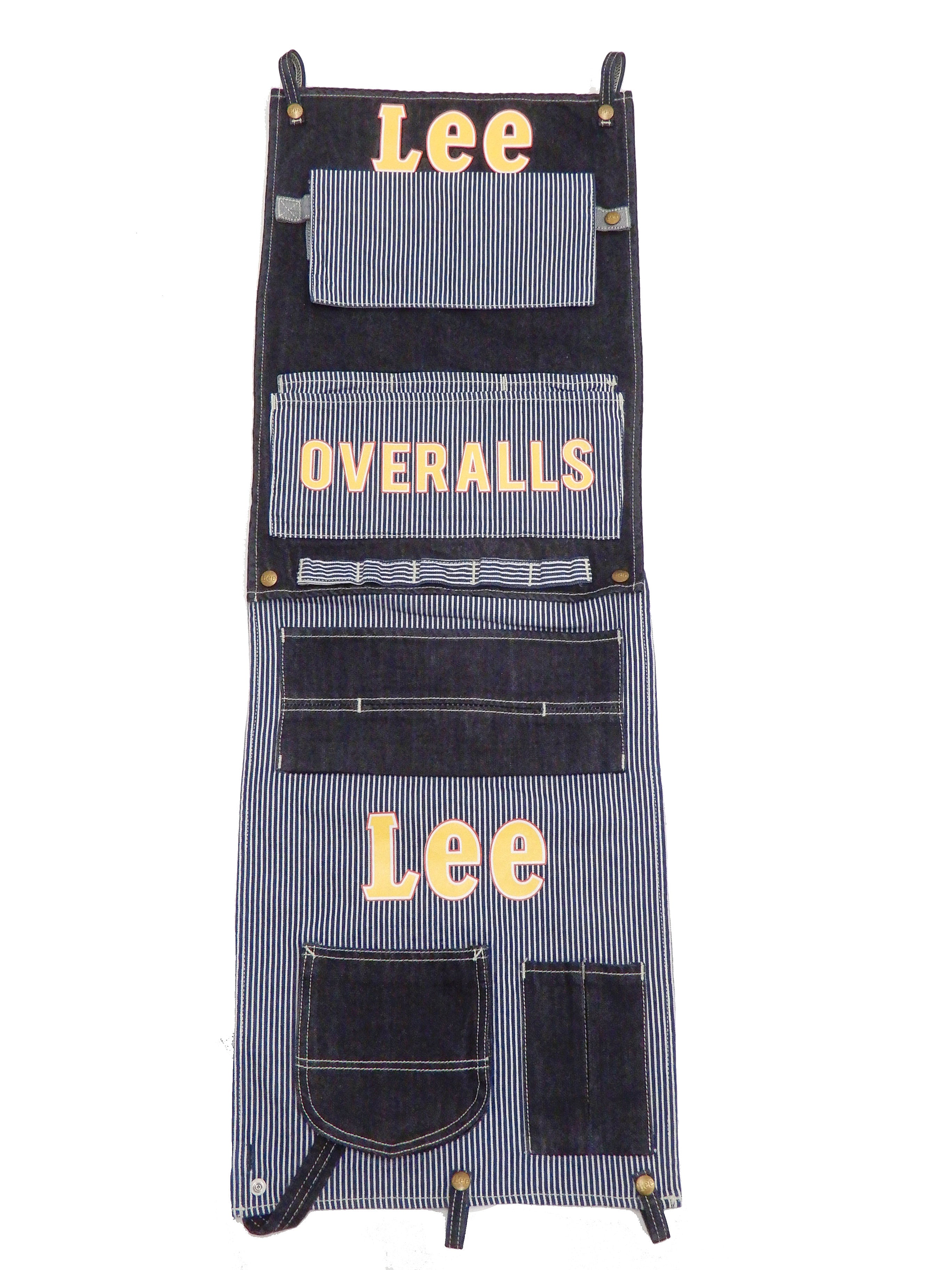 Lee Denim Wall Organizer with Connectable Pockets - Multipurpose Storage for Keys, Mail & Small Items - LA0555 99 Deep Blue Indigo/Hickory Stripe - Perfect for Entryway, Bedroom & Dorm Organization