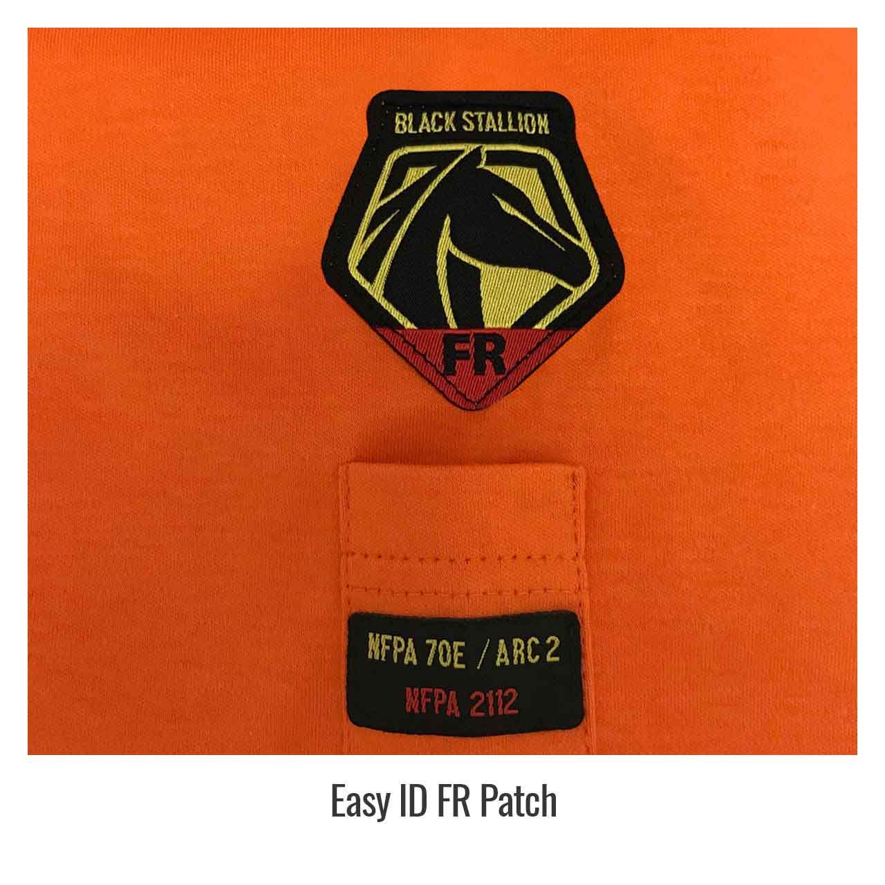 Black Stallion TF2511 NFPA 2112 & NFPA 70E Certified Flame Resistant Cotton Long Sleeve T-Shirt with Reflective Tape - Orange, Medium Size | Ideal for Electrical Work, Oil & Gas Industry, and Hazardous Work Environments
