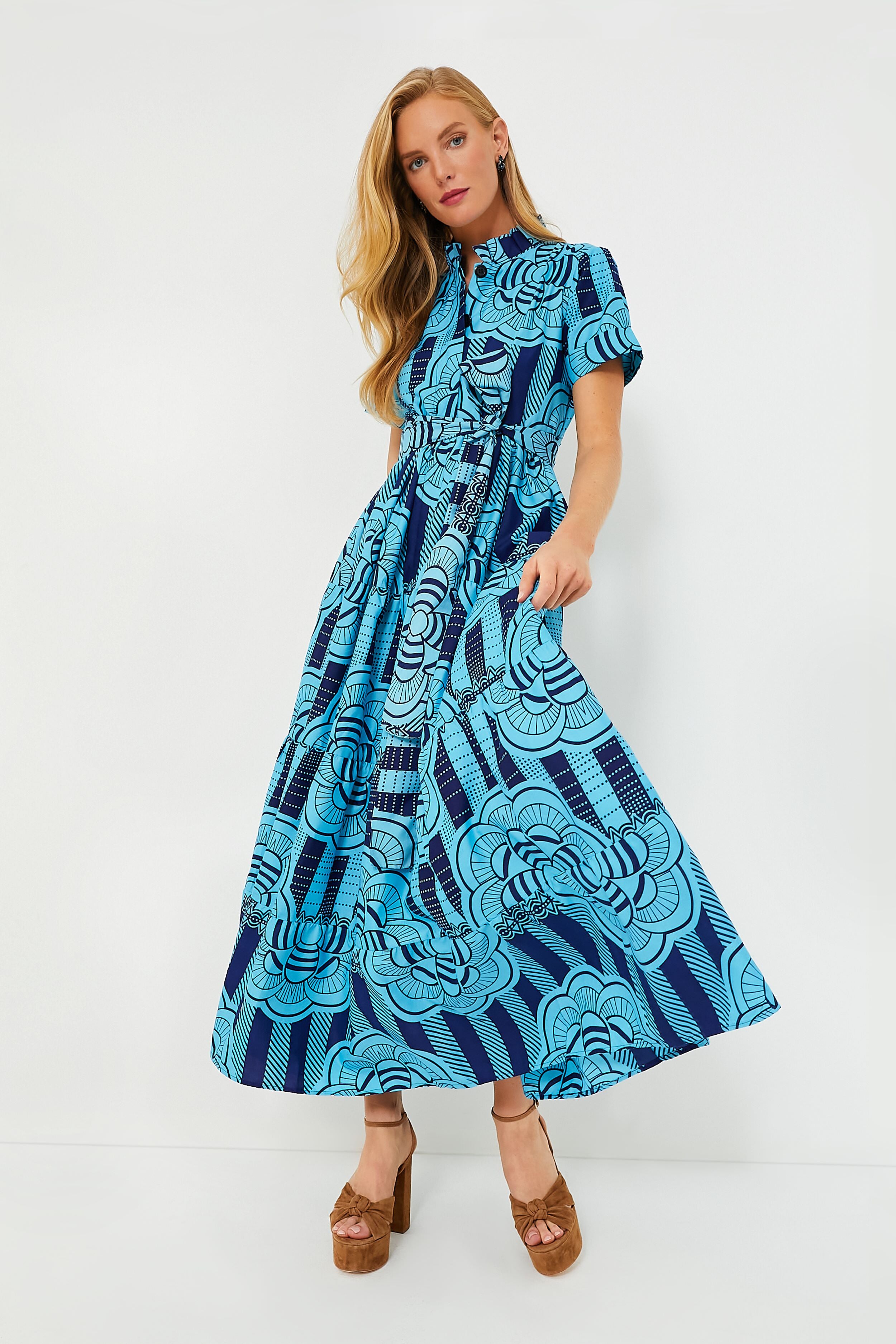 Blue Olori Maxi Dress for Women - Flowy Long Summer Dress with Pockets - Perfect for Beach, Vacation & Casual Wear