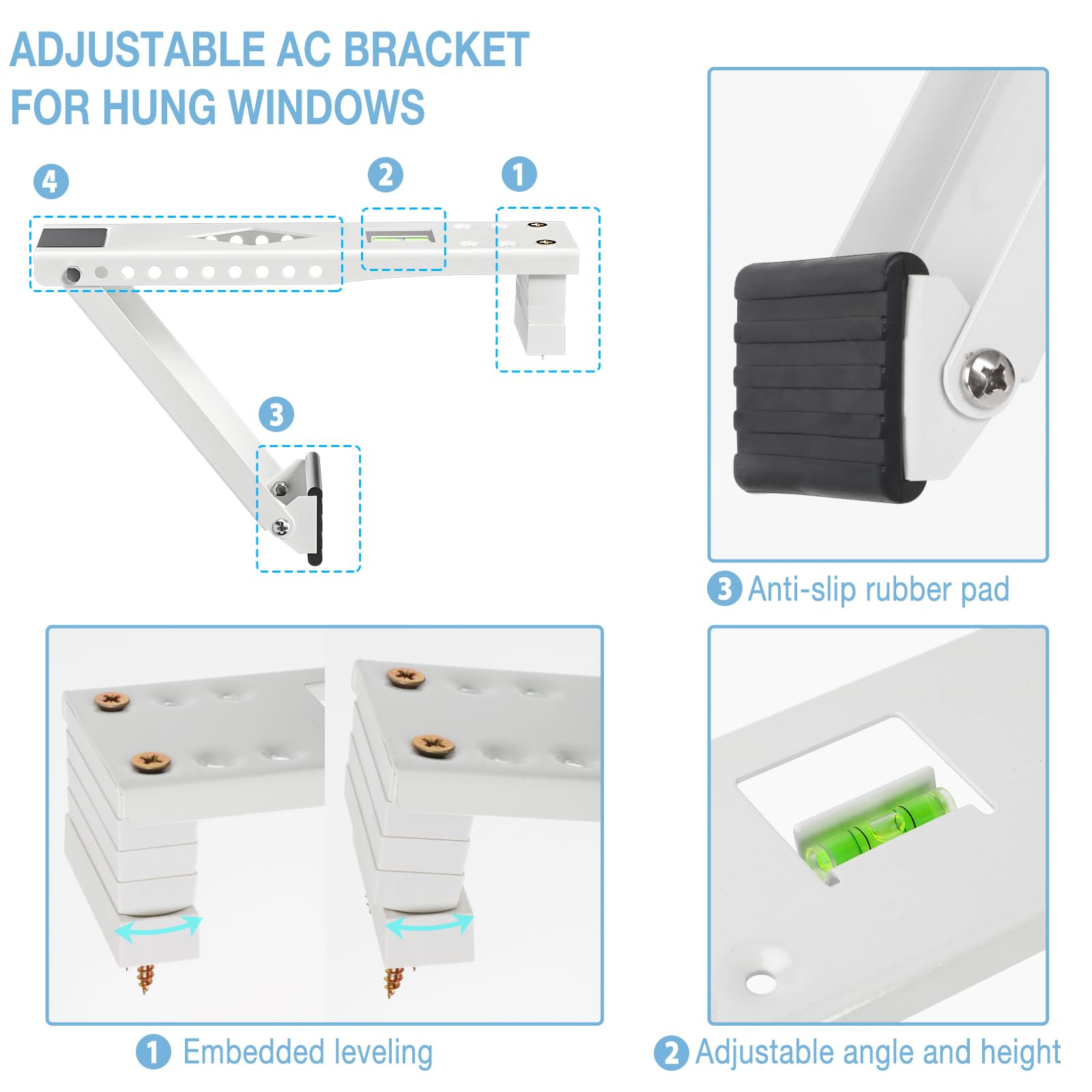HOXHA Universal Heavy Duty Window Air Conditioner Bracket - Supports Up to 200 lbs for Hung Window AC Units | Secure Mounting Solution for Home & Office Cooling Systems