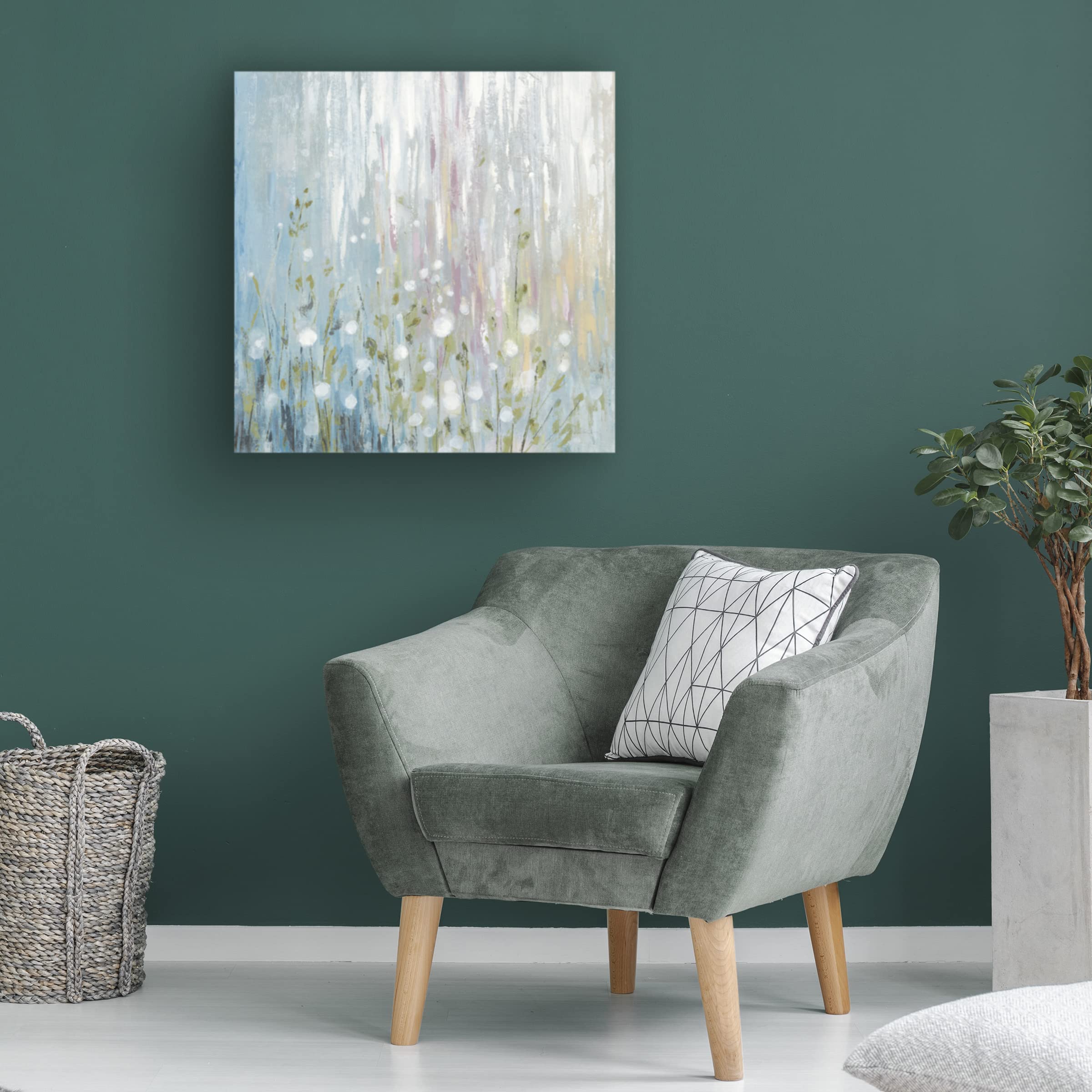 Silvia Vassileva 'January Branches Blue Green' Canvas Wall Art - Modern Abstract Painting for Living Room, Bedroom & Office Decor