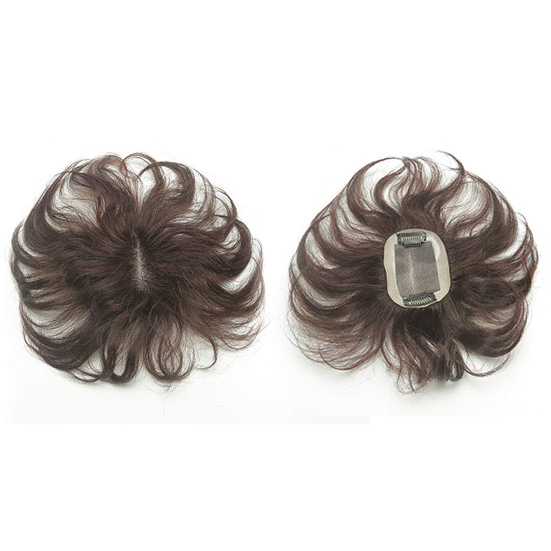 7x10cm Human Hair Topper Closure - All Handtied Mono Base Short Natural Curly Clip-in Hairpiece for Women with Thinning Hair | 10