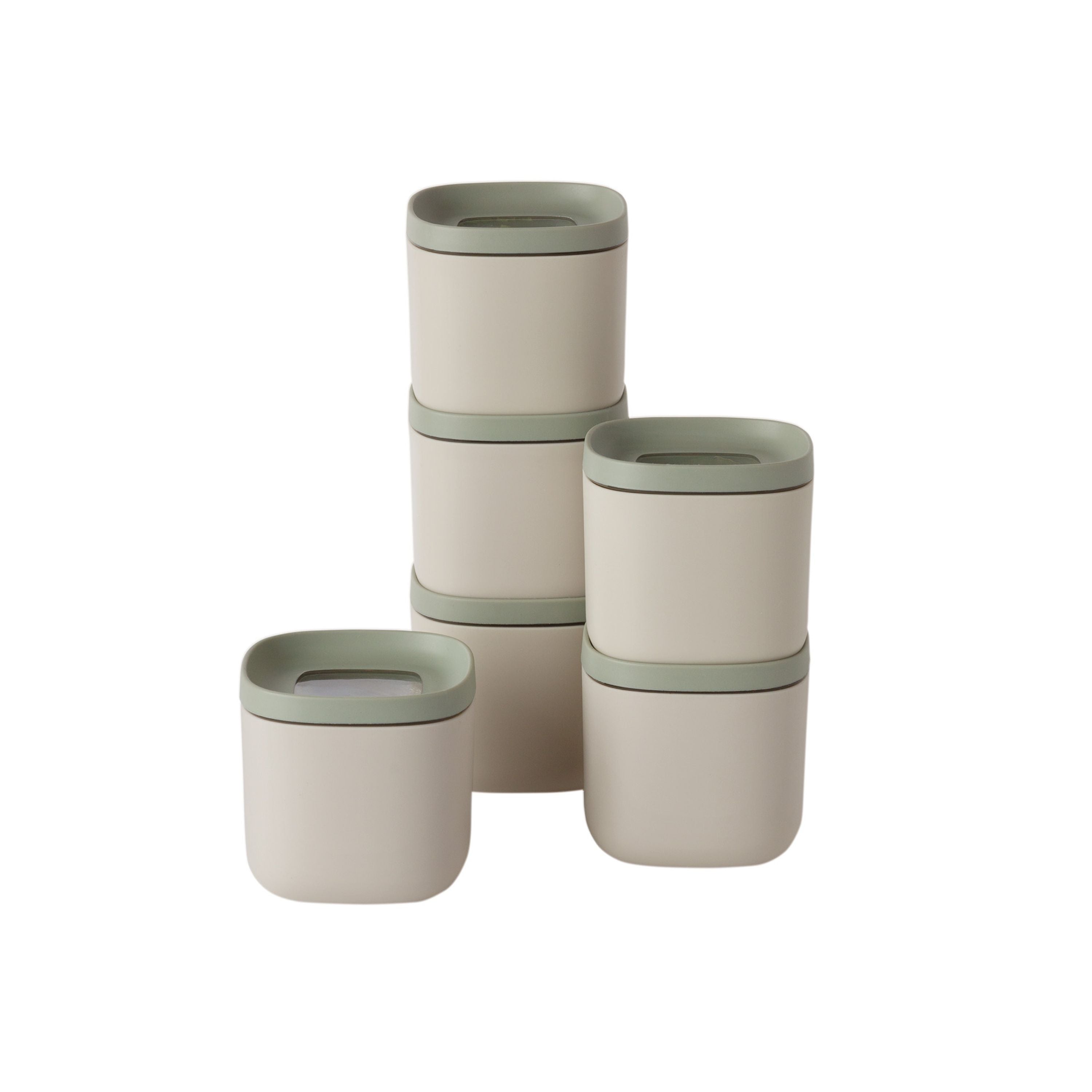 BergHOFF Balance 6-Piece Covered Food Storage Container Set, 0.17 Quart, Eco-Friendly Recycled Plastic - Perfect for Meal Prep, Leftovers & Pantry Organization