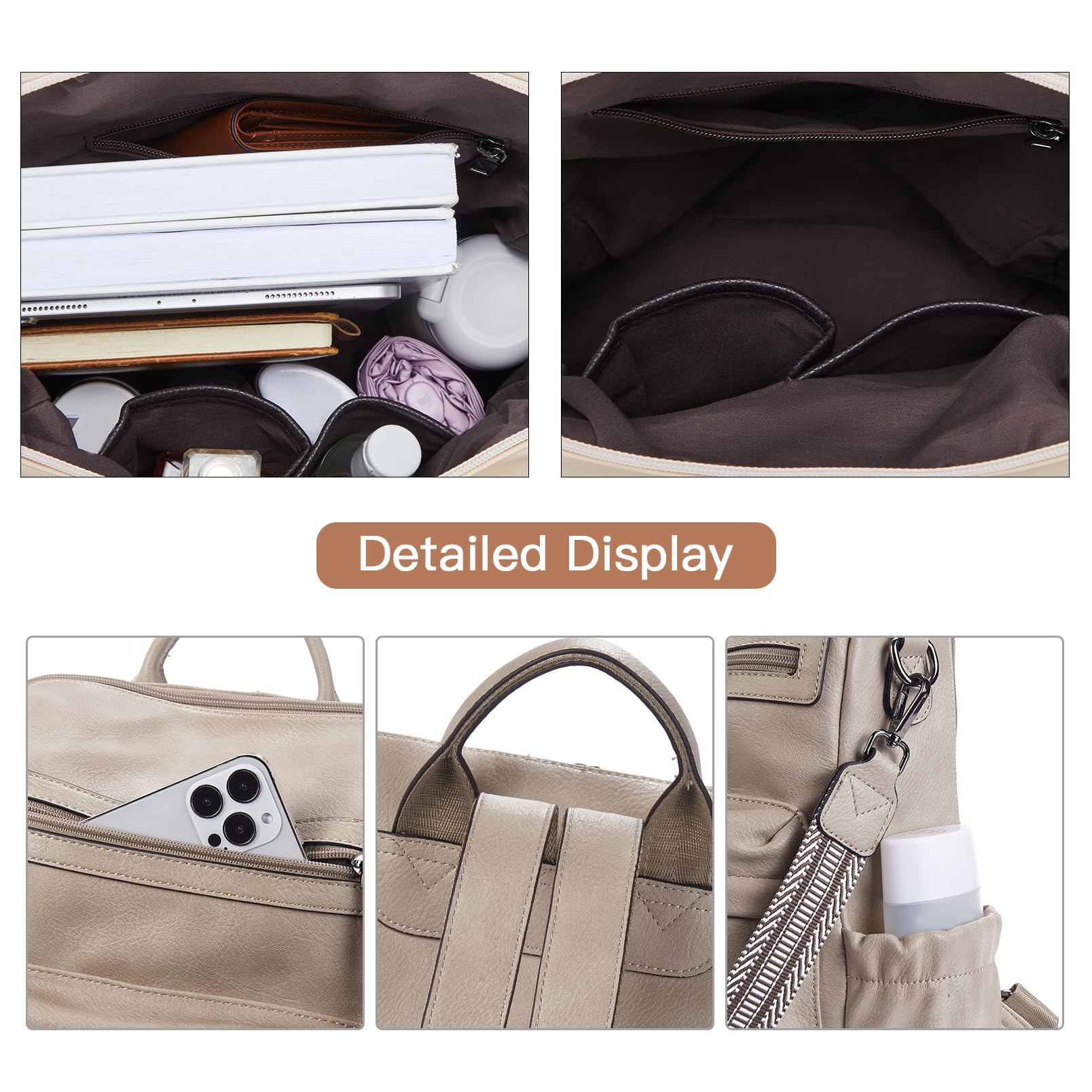BROMEN Women's Fashion Leather Backpack Purse - Large Designer Shoulder Bag for Travel, Work & Daily Use | Stylish & Functional Handbag for Commuting, Shopping & Outings