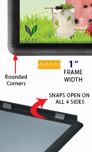 22x28 Wall Snap Frame Poster Sign Holder with Rounded Corners - Black Aluminum Frame for Retail, Office, and Home Decor