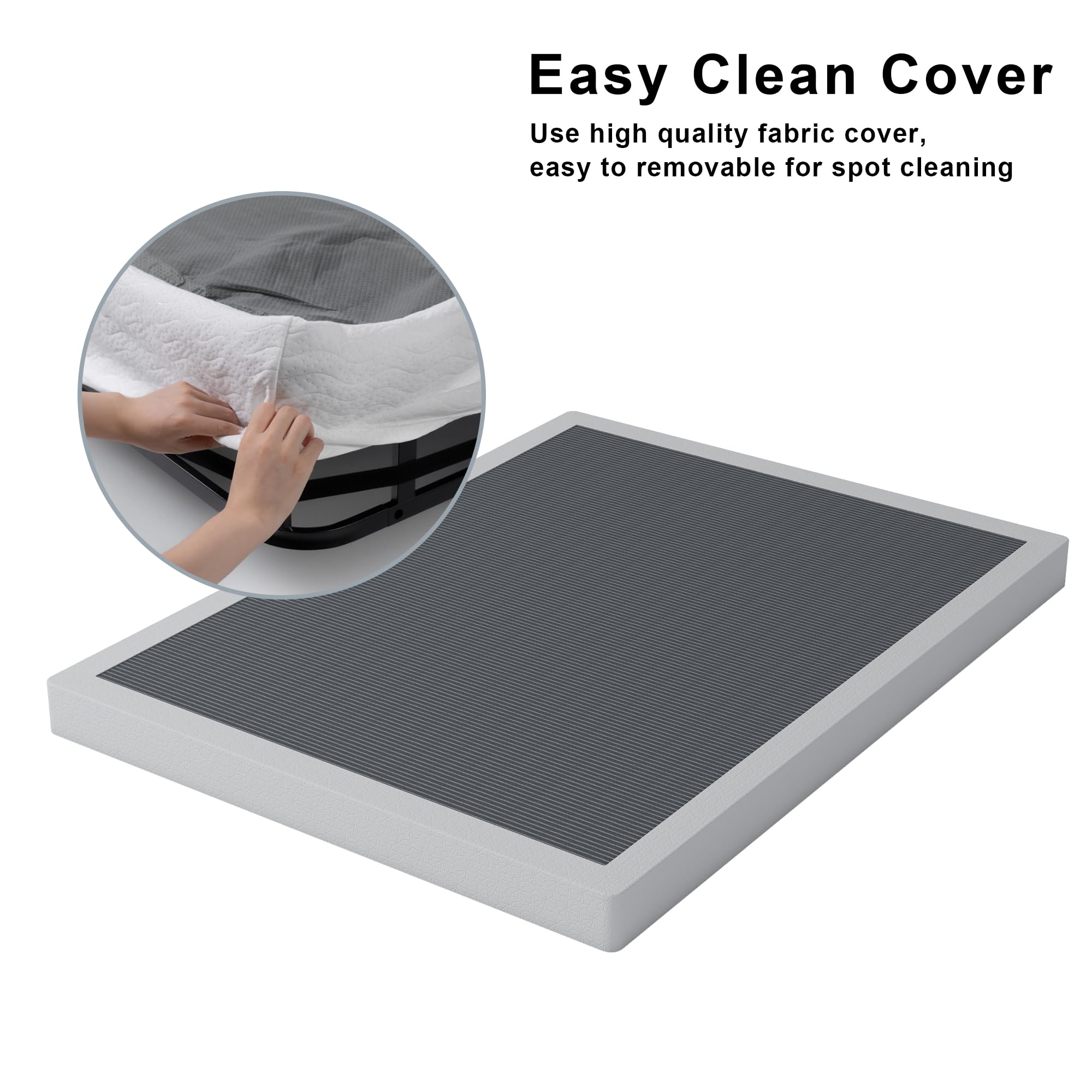 5 Inch Heavy Duty Box Spring for King Size Bed - Sturdy Metal Mattress Foundation with Non-Slip Design, Easy Assembly - Perfect for Bedroom, Guest Room, and Dormitory Use