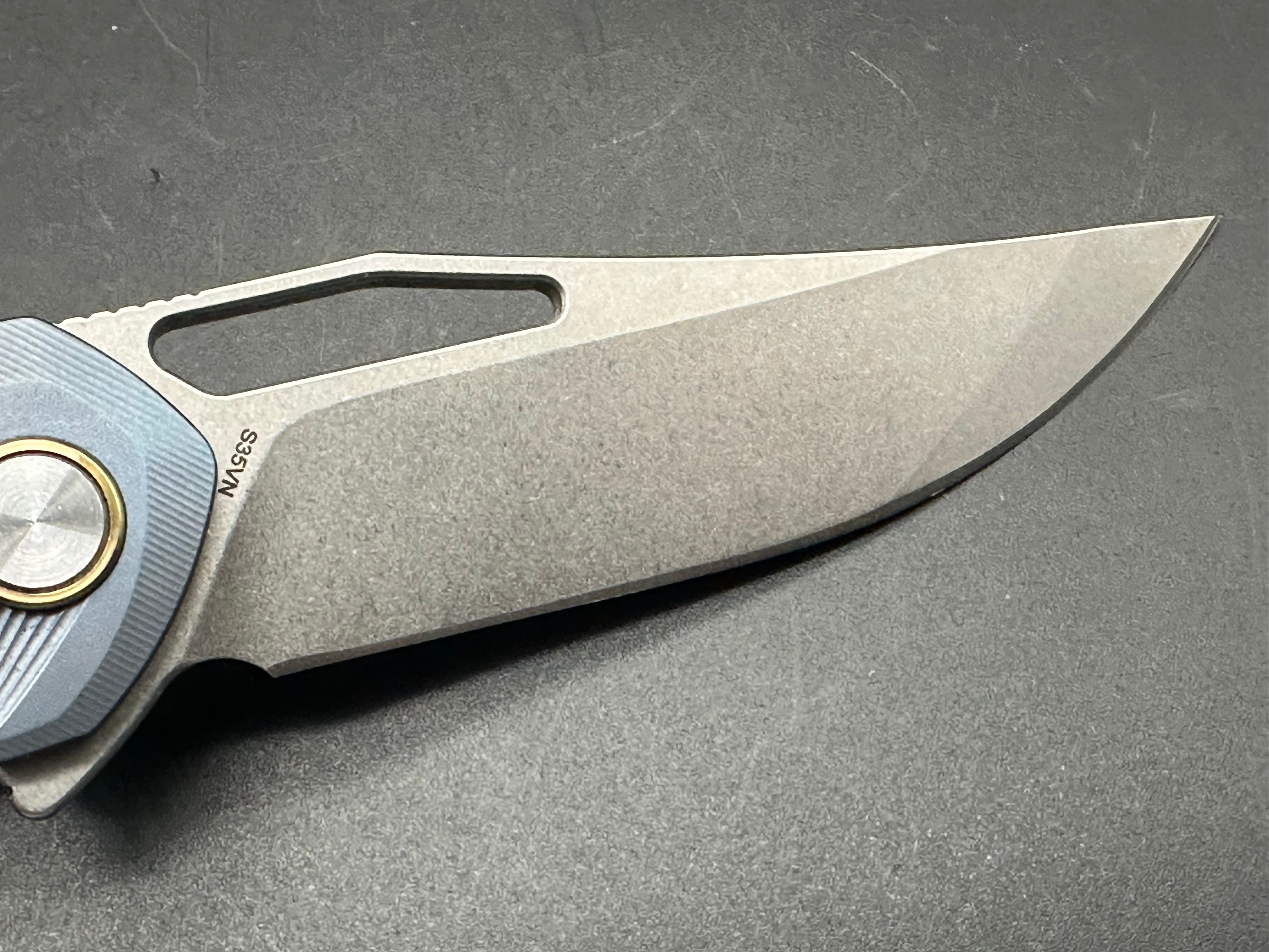 Bestech Tercel BT1708C Folding Pocket Knife - S35VN Stonewash Blade, Blue Titanium Koi Fish Handle - EDC, Outdoor Camping, Hunting & Survival Gear