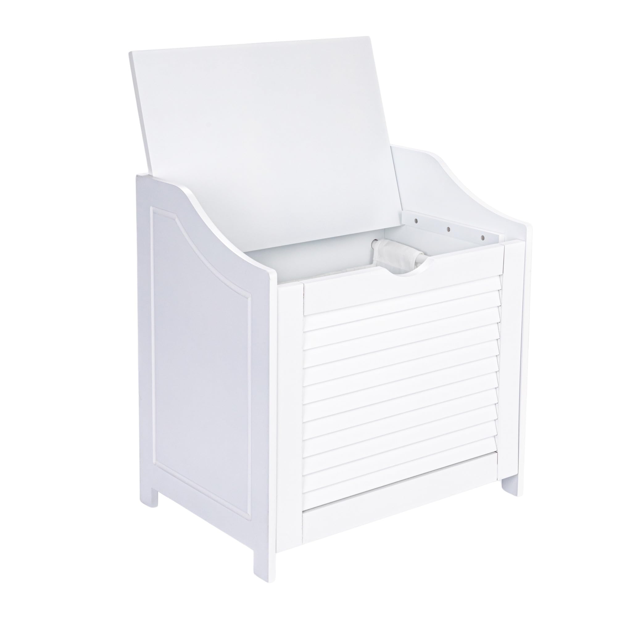 Household Essentials Single Load Hamper Cabinet Seat with Storage - White | Space-Saving Laundry Organizer for Bedroom, Bathroom & Closet