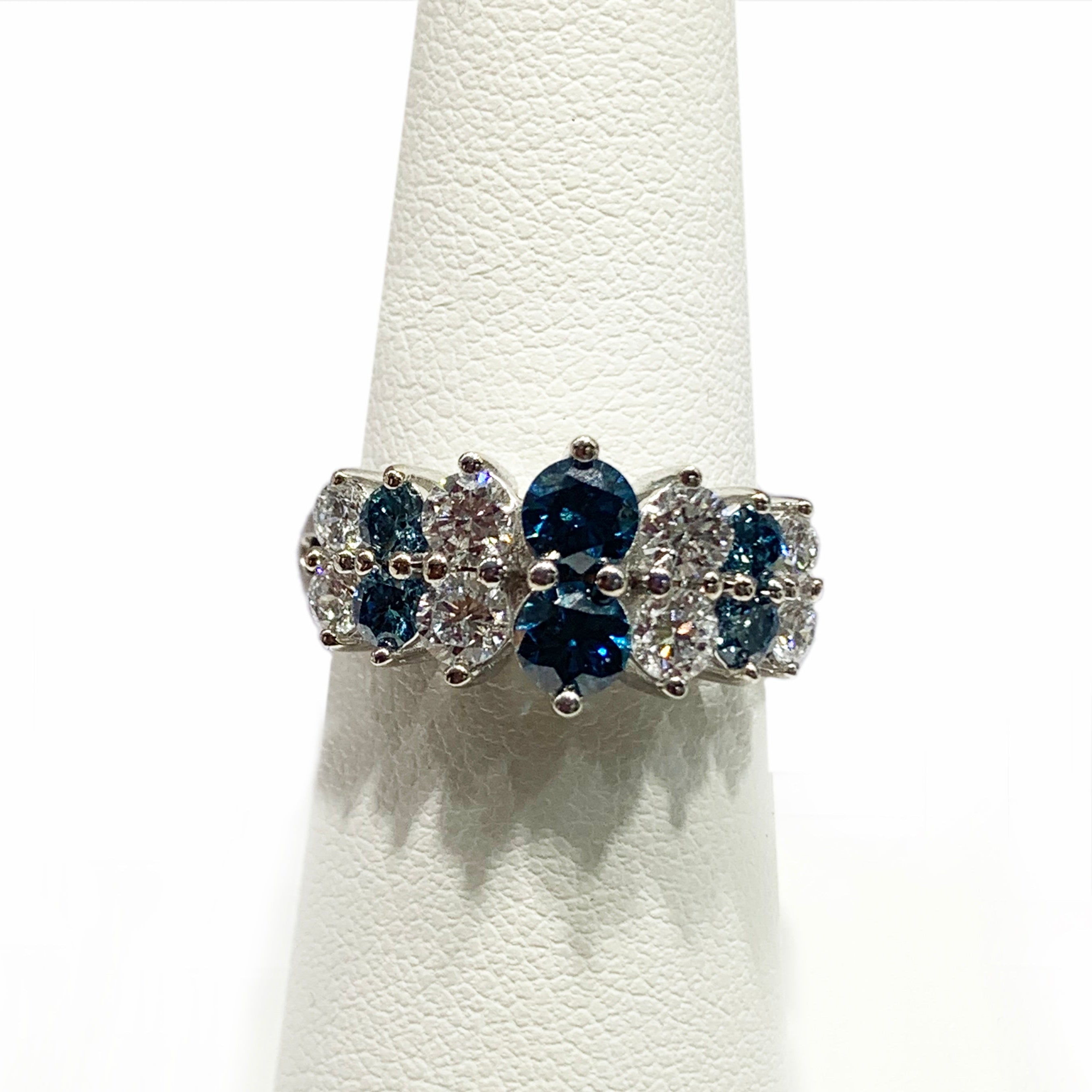 14K White Gold Lab-Created Blue Diamond Ring for Women - Elegant Engagement, Wedding, Anniversary & Gift Jewelry