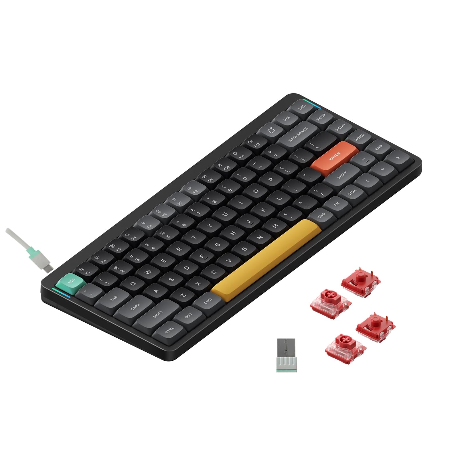 NuPhy Air75 V2 Wireless Mechanical Keyboard - 75% Low Profile RGB Backlit, Bluetooth/2.4G/USB-C Connectivity, Gateron Cowberry Switches, Compatible with Windows/Mac/Linux - Perfect for Office, Gaming & Travel