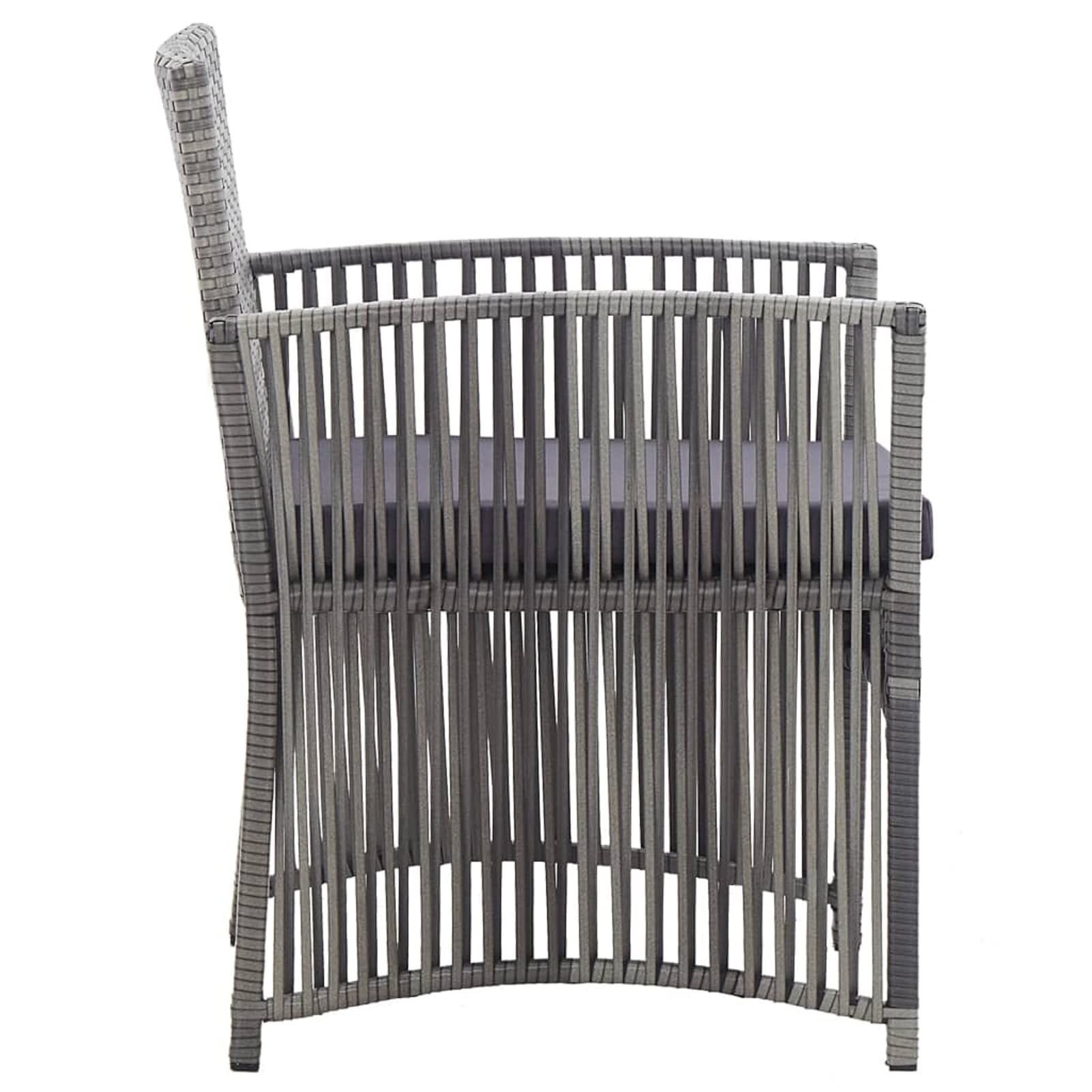Stackable Outdoor Patio Chairs Set of 2 with Cushions - Durable Poly Rattan Armchairs for Garden, Poolside & Balcony - Anthracite Grey Modern Patio Furniture for Relaxing & Entertaining