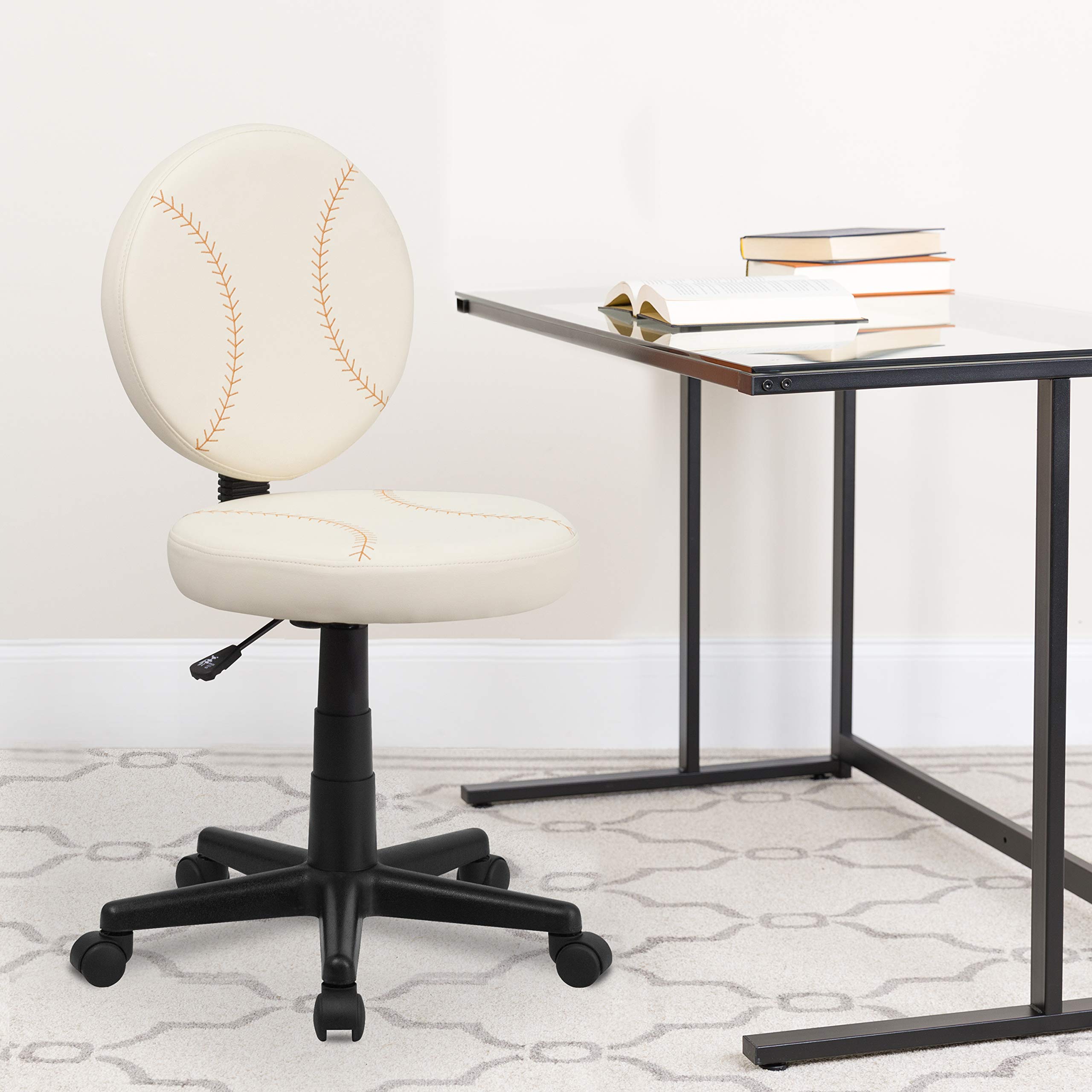EMMA + OLIVER Ergonomic Swivel Baseball Office Chair with Lumbar Support - Comfortable Desk Chair for Home Office, Gaming & Workspace