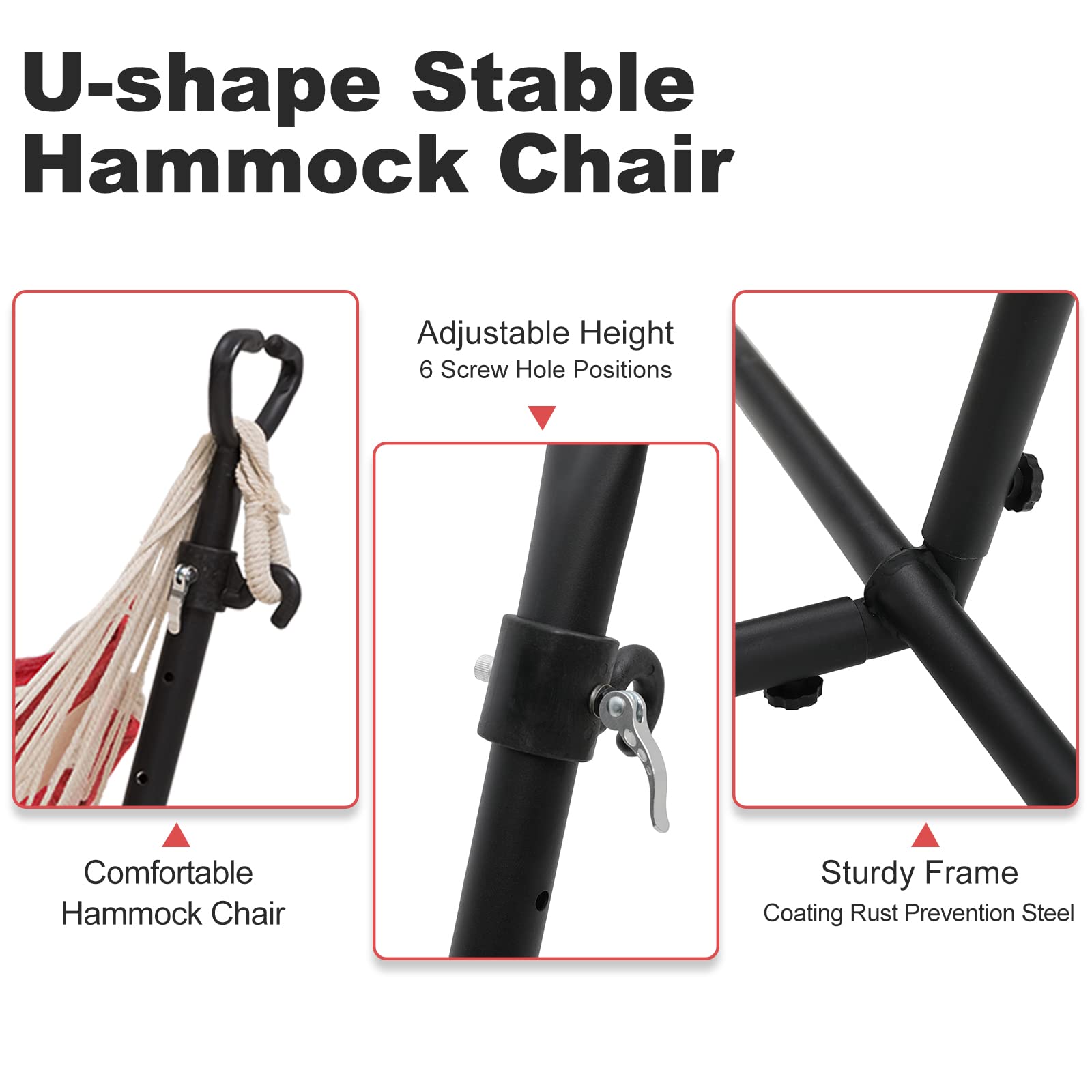 LUCKWIND American Flag Hammock Chair with Stand - Heavy Duty 400LB Capacity, Adjustable Handmade Swing Chair for Outdoor & Indoor Use - Includes Phone/Pad Holder - Perfect for Backyard, Patio, Camping & Relaxation