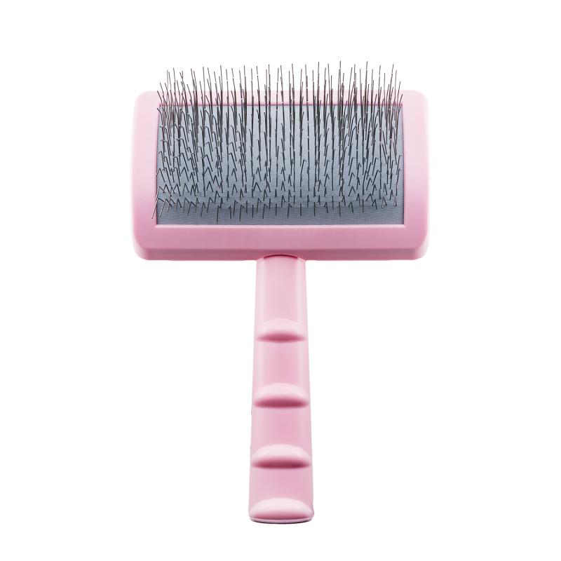 Tauro Pro Line Pet Grooming Brush - Small Pink Plastic Slicker Brush with 0.98