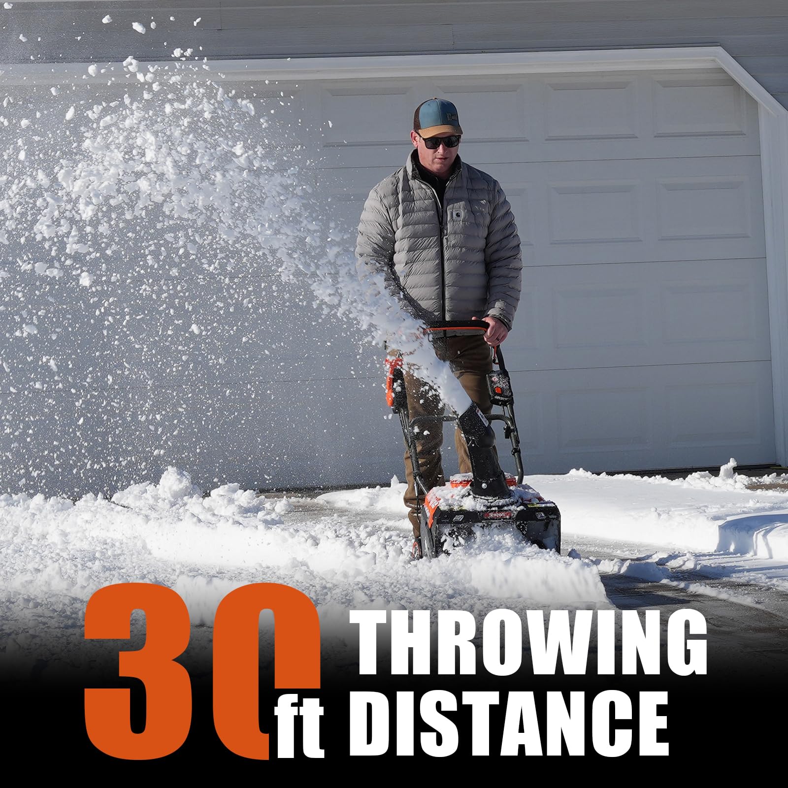 NOVUS 18-Inch 58V Cordless Snow Blower with 5Ah Battery & Charger - Remote Chute Control, Brushless Motor, Rubber Steel Auger & LED Lights - Perfect for Driveways, Sidewalks & Home Snow Removal