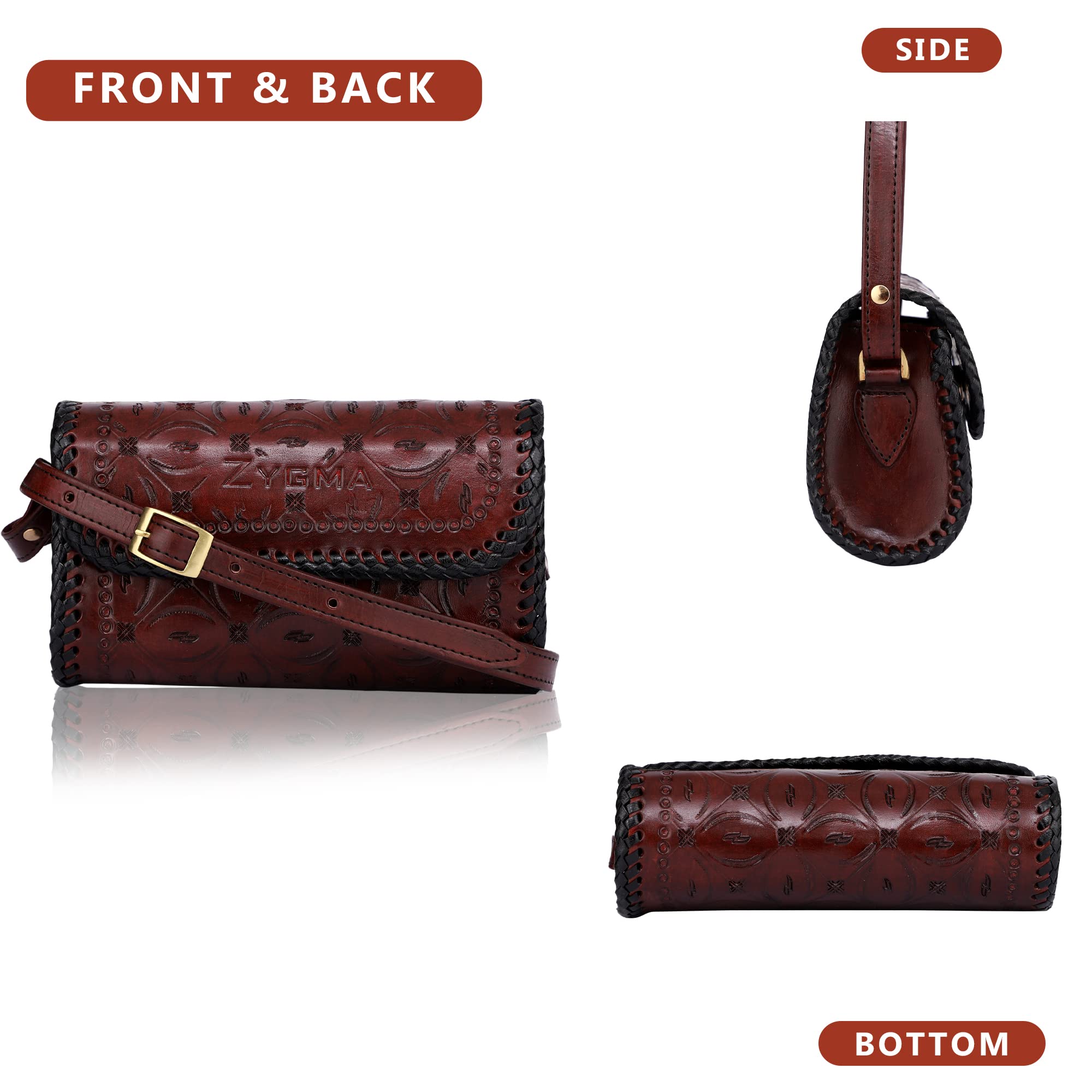Zygma Genuine Leather Crossbody Bag for Women - Handmade Stylish Sling Purse with Adjustable Strap, Perfect Gift for Mom, Sister & Friend | Everyday Use, Work, Travel & Date Night