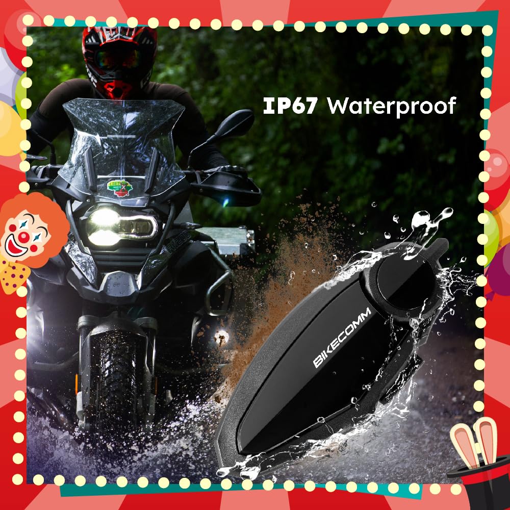 BK-S2 Motorcycle Bluetooth Intercom Headset - Helmet Communication System with Waterproof Speakers, Noise Cancelling Earbuds & Voice Command for Riders (Single Black) - Perfect for Group Riding, GPS Navigation & Hands-Free Calls on Harley, Ducati & Adventure Bikes