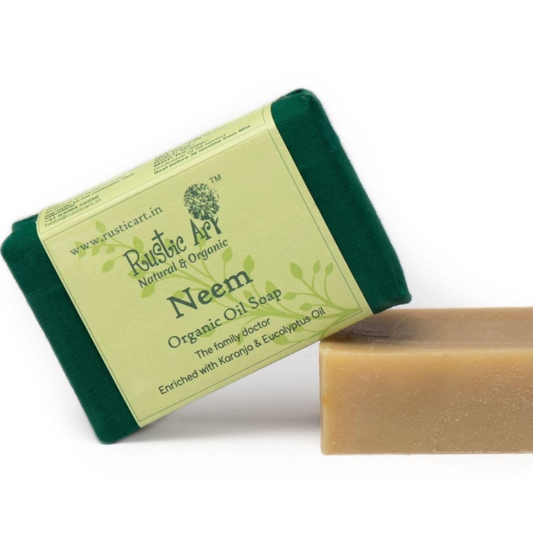 Organic Neem & Tulsi Soap for Sensitive Skin - Cold-Processed, Prevents Body Acne, Nourishes & Hydrates - 100g Bar for Women & Men - Ideal for Daily Skincare, Acne-Prone Skin & Natural Body Care