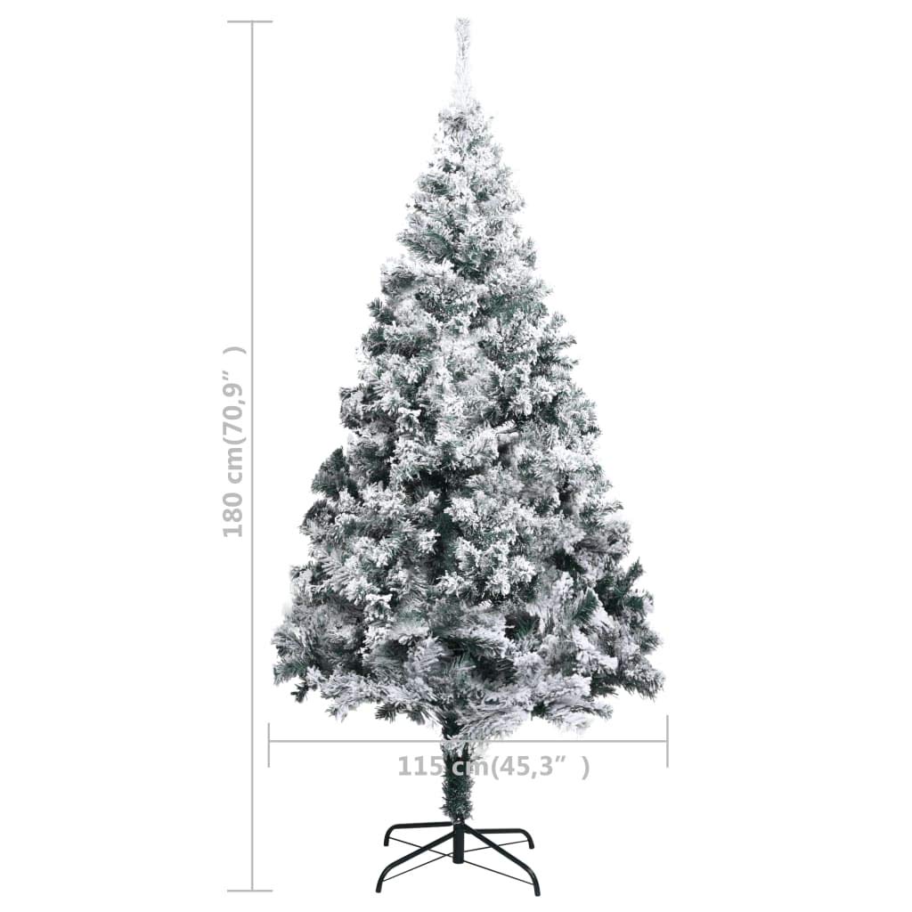 6 ft Pre-Lit Artificial Christmas Tree with Stand - 930 Branches Flocked Snow Xmas Tree for Home, Office & Party Decor | Holiday Decorations (6x4 ft, Green) - Perfect for Living Room, Bedroom & Festive Gatherings
