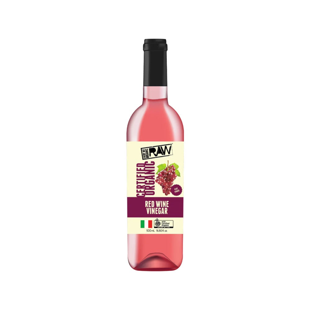Organic Raw Red Wine Vinegar 500ml - Unfiltered & Unpasteurized for Salad Dressings, Marinades & Cooking