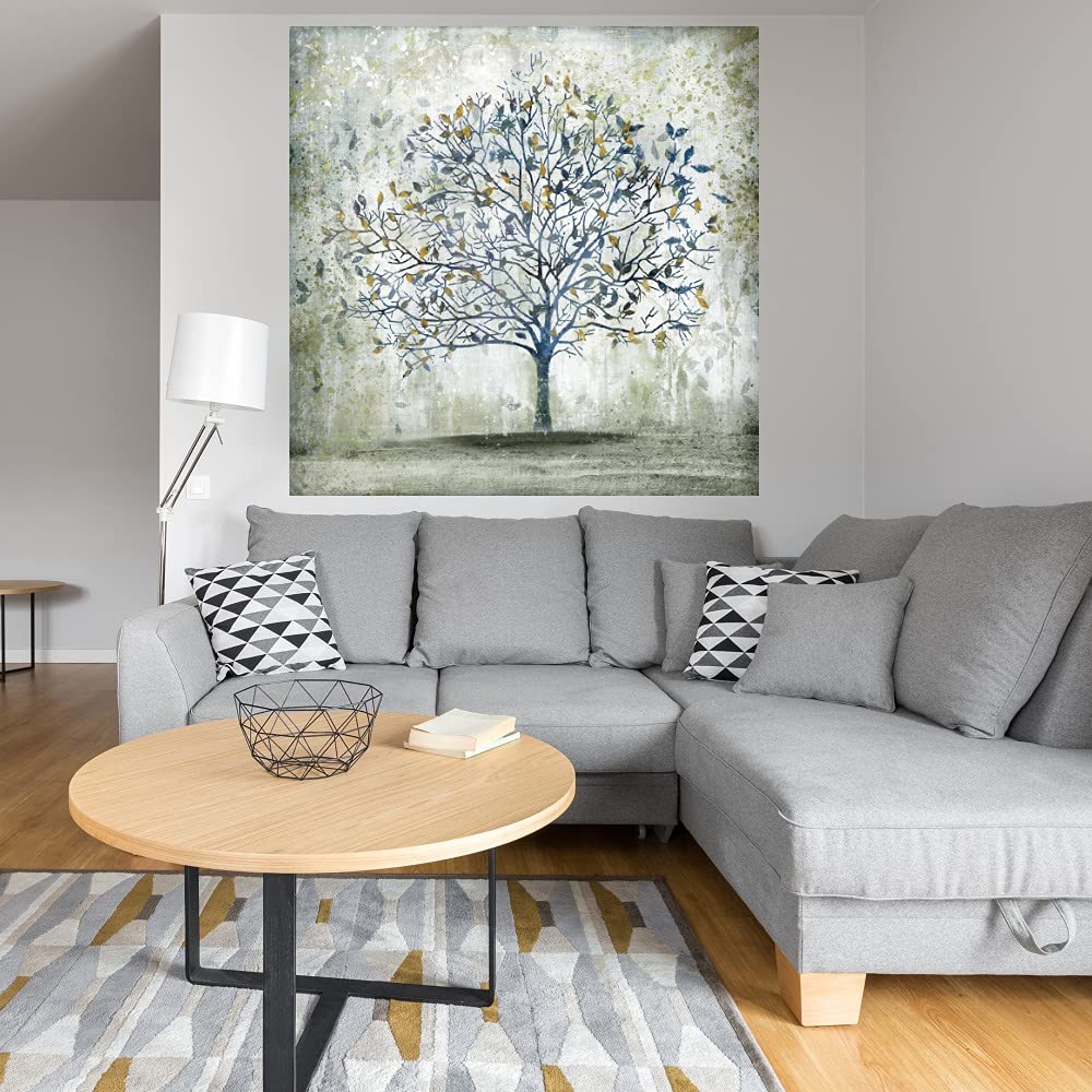 Falling Leaves Canvas Wall Art - Handmade Fine Art Painting by Heather Hayes - 37x37 Inches - Ready to Hang - Perfect for Living Room, Bedroom, Office Decor - Autumn Home Decor & Seasonal Wall Art for Cozy Interior Design