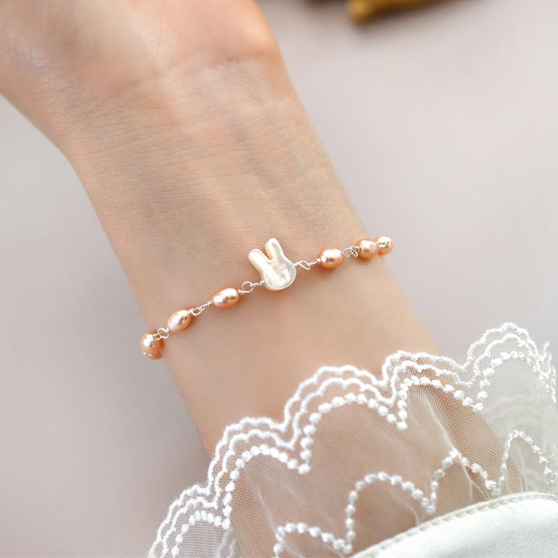 Freshwater Pearl Bunny Bracelet for Women - Elegant & Dainty Jewelry Gift for Her - Perfect for Valentine's Day, Mother's Day & Special Occasions