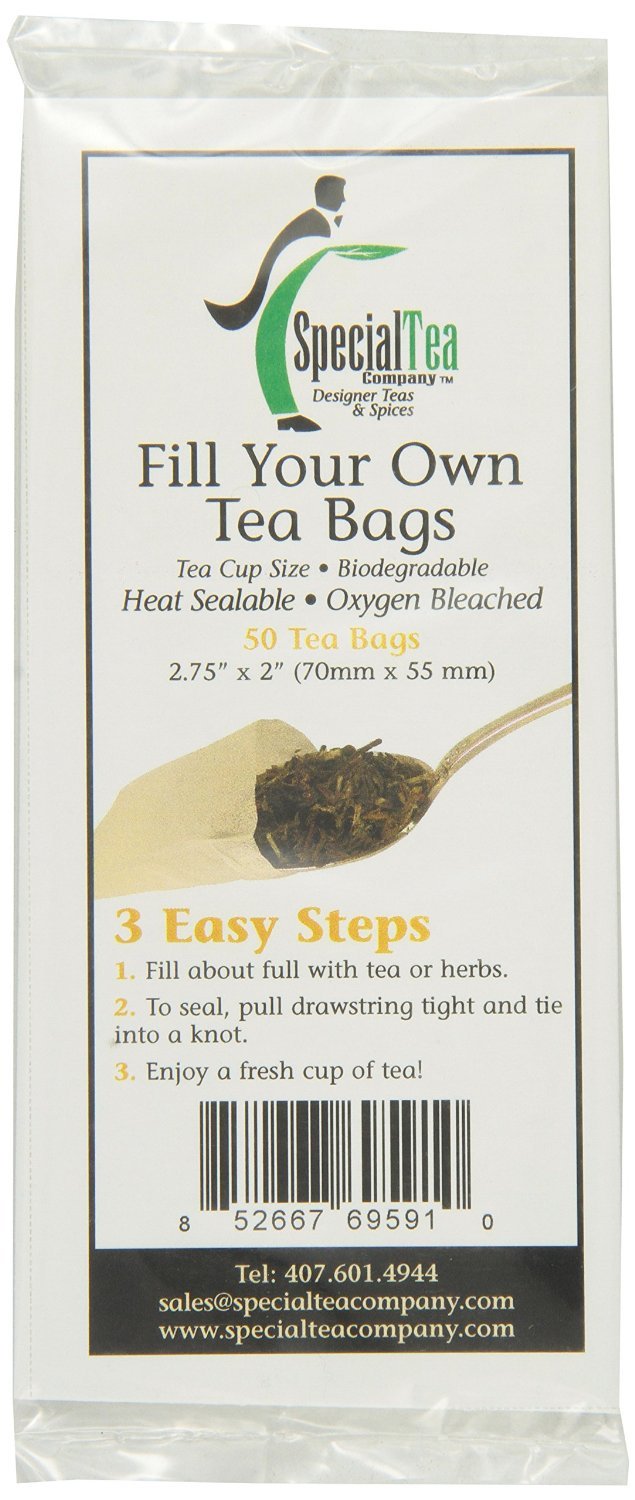 50 Count Empty Tea Bags for Loose Leaf Tea - DIY Herbal Tea Bags with Drawstring - Perfect for Homemade Tea Blends, Gift Giving & Tea Parties