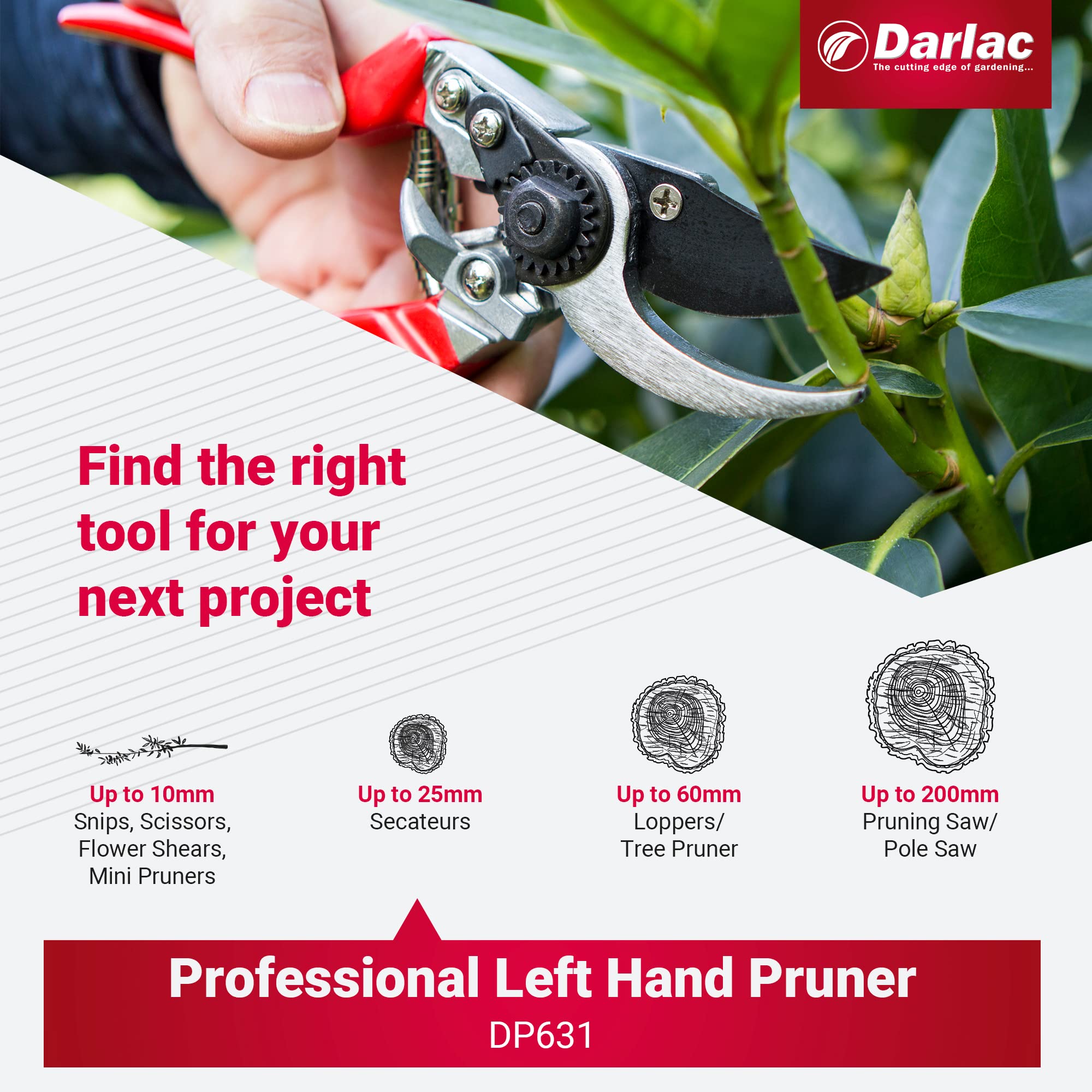 DP631 Professional Left Hand Pruner - High Quality Gardening Shears for Left-Handed Users | Perfect for Trimming, Pruning & Landscaping