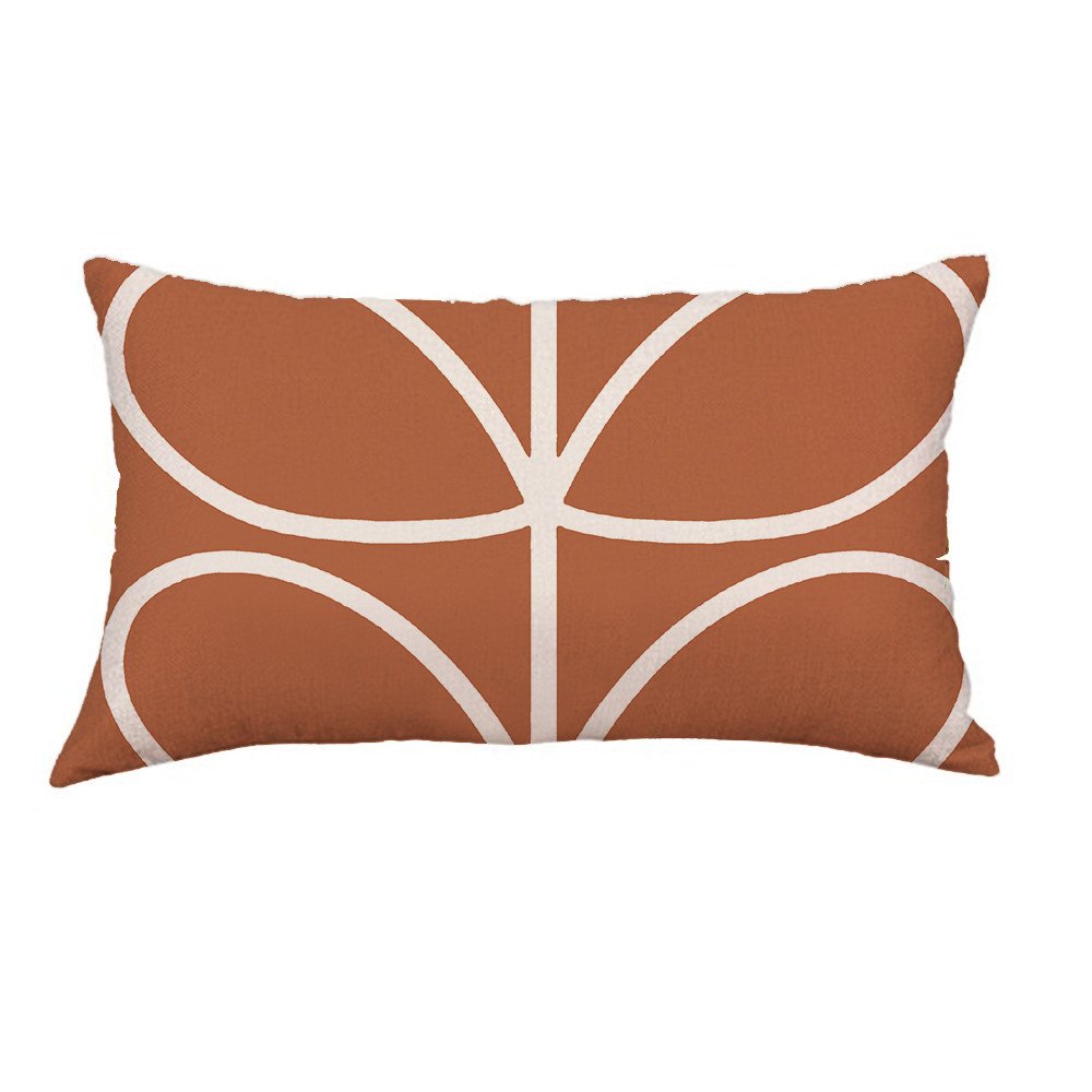 Premium Silk Face Pillow Cover - Geometric Painting Linen Cushion Case for Sofa & Bed Decor - Teal & Orange Throw Pillow (One Size) - Perfect for Living Room, Bedroom & Home Styling