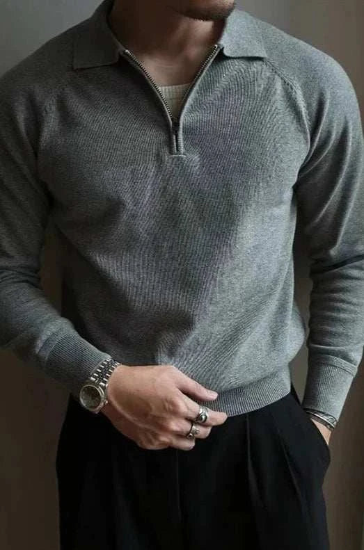 Vintage Polo Sweater with Turn Down Collar - Classic Men's Knitwear for Casual & Business Wear - Perfect for Office, Outings & Date Nights
