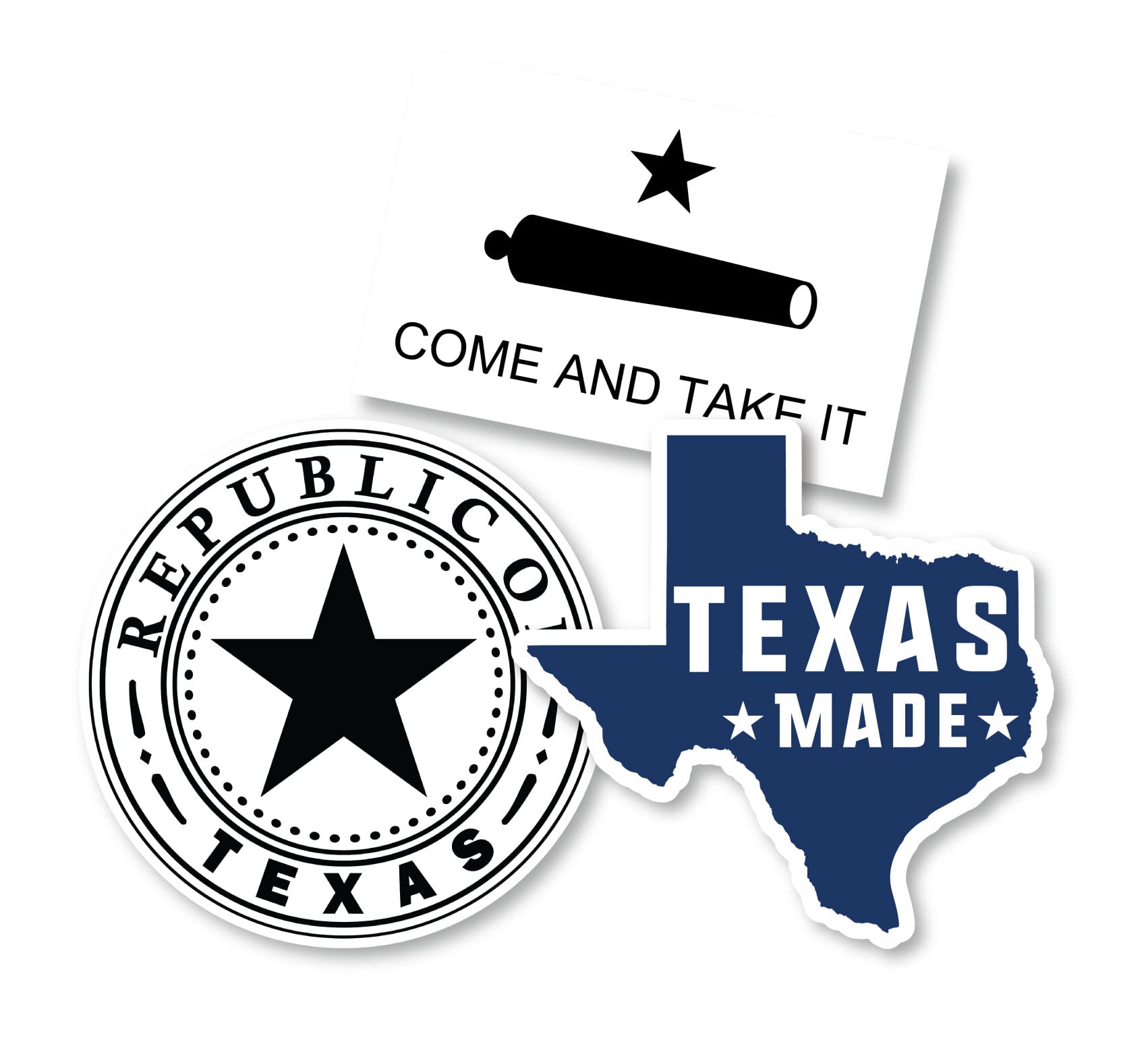 Texas State Bumper Sticker Decal Bundle - 3 Pack (3.5