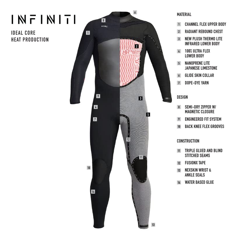 XCEL Men's Infiniti 3/2mm Full Wetsuit for Surfing, Diving & Water Sports - Premium Neoprene Fullsuit with Thermal Protection