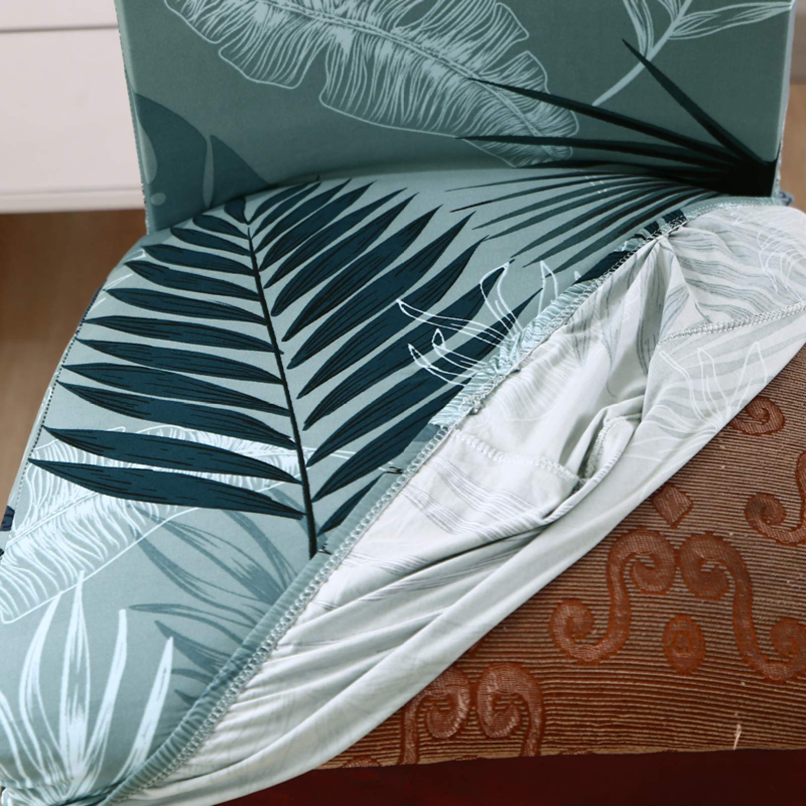 KKONION 4Pc/6Pc Removable Stretch Dining Chair Covers - Universal Fit for Folding Chairs, Banquet & Home Use - Printed Leaf Design Slipcovers - Perfect for Weddings, Parties & Everyday Dining Protection