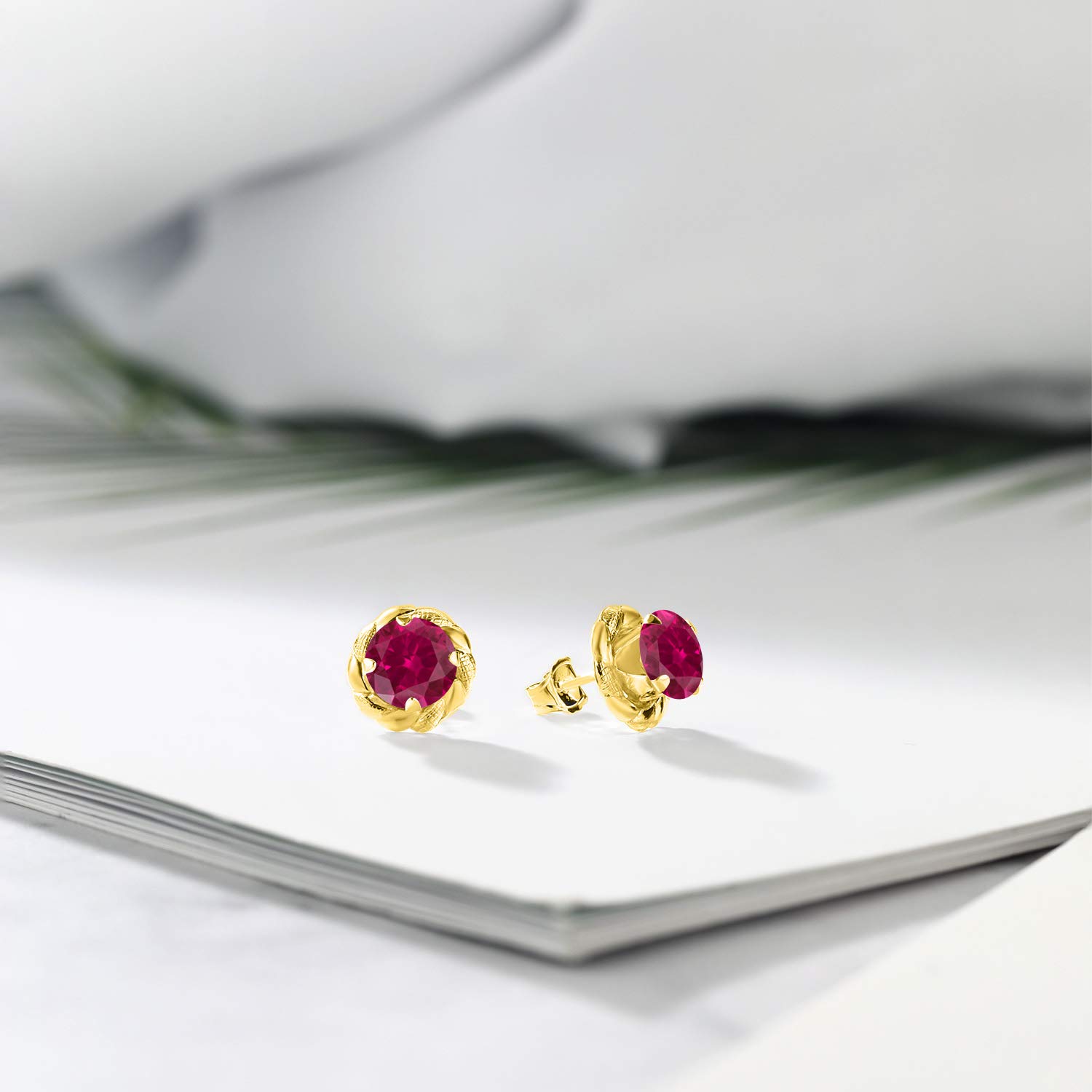Gem Stone King 925 Sterling Silver 6MM Round Birthstone Flower Stud Earrings for Women & Men - Perfect Gift for Anniversary, Birthday & Mother's Day Jewelry
